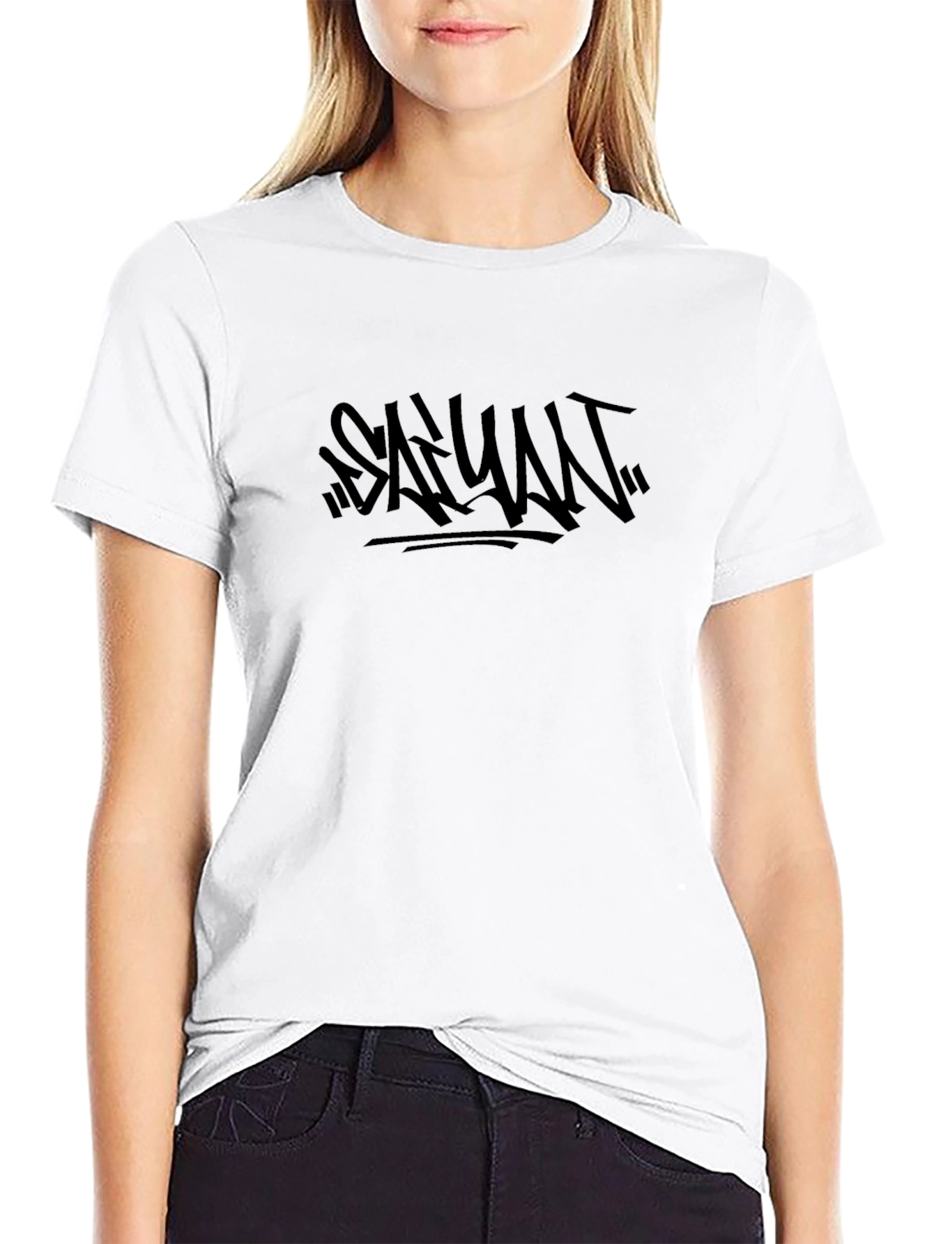 SAYWHAT Graffiti Style Black T-Shirt
