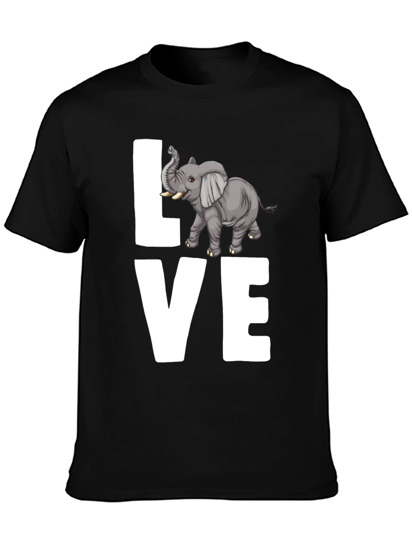 Elephant LOVE Graphic Tee - Mens Black Cotton T-Shirt