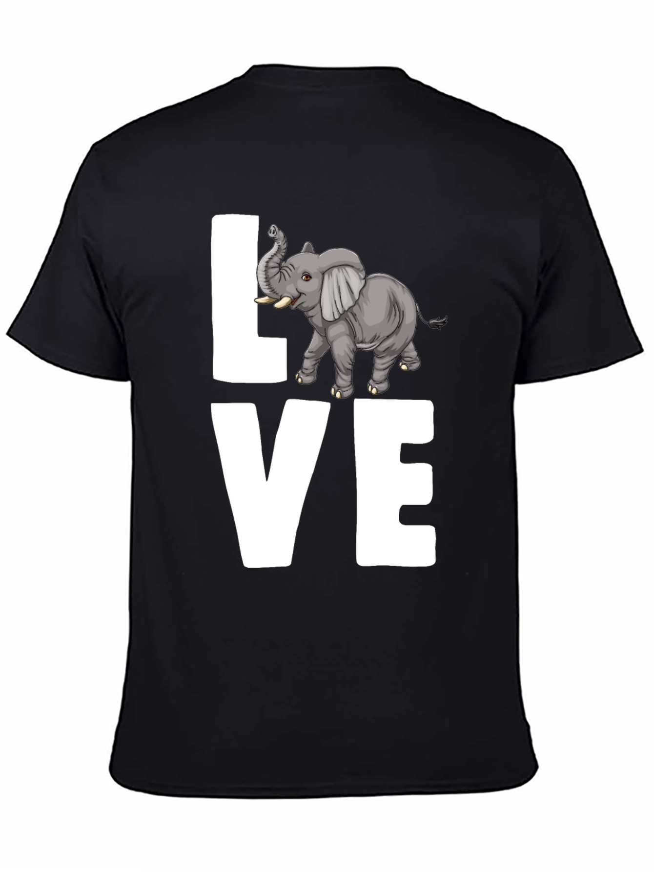 Elephant LOVE Graphic Tee - Mens Black Cotton T-Shirt