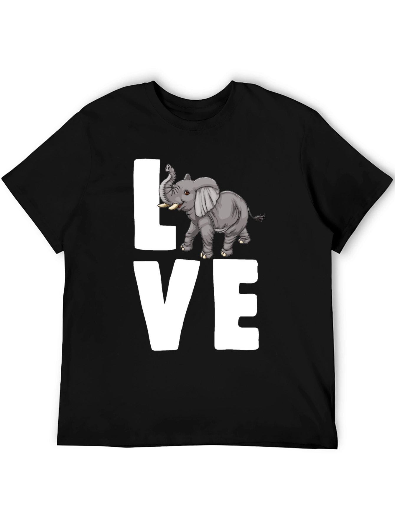 Elephant LOVE Graphic Tee - Mens Black Cotton T-Shirt