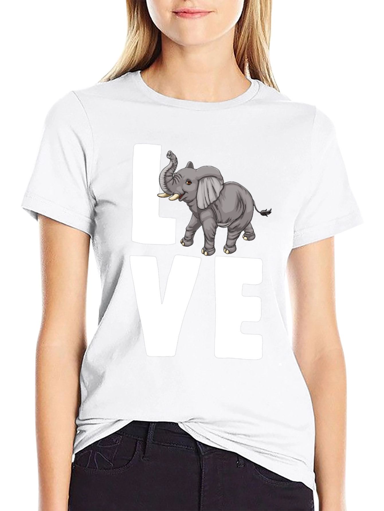 Elephant LOVE Graphic Tee - Mens Black Cotton T-Shirt