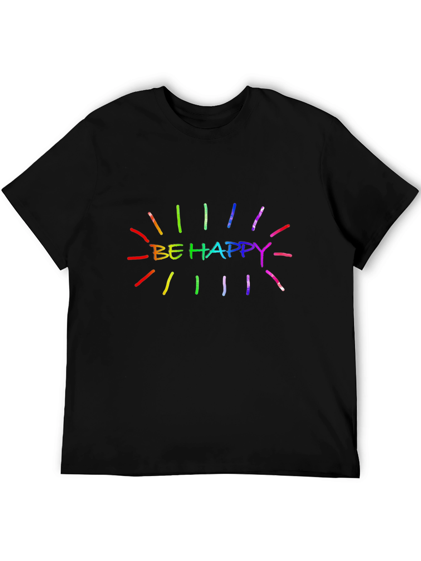 Be Happy Rainbow Graphic T-Shirt