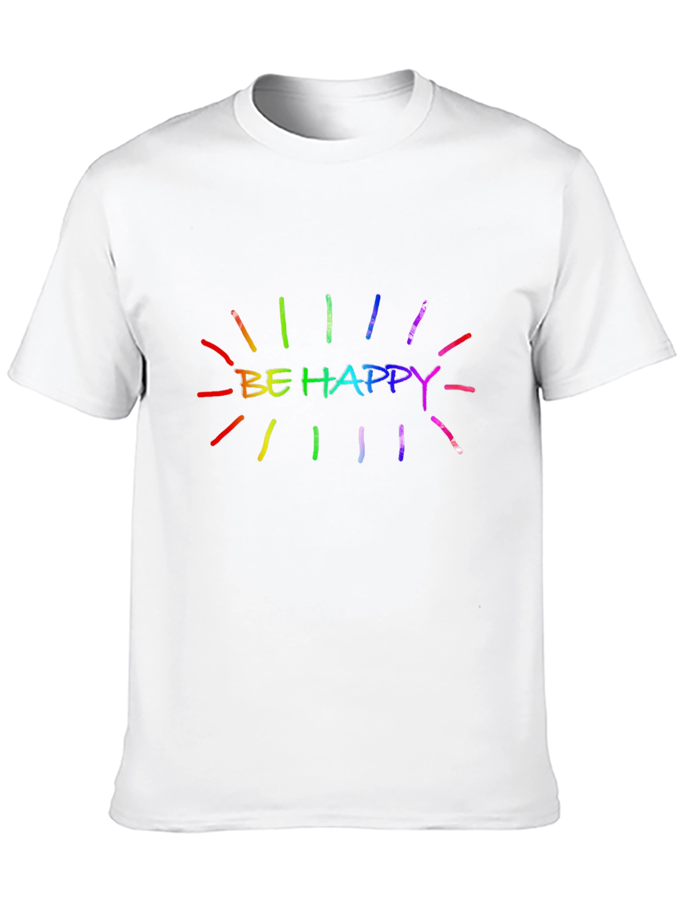 Be Happy Rainbow Graphic T-Shirt