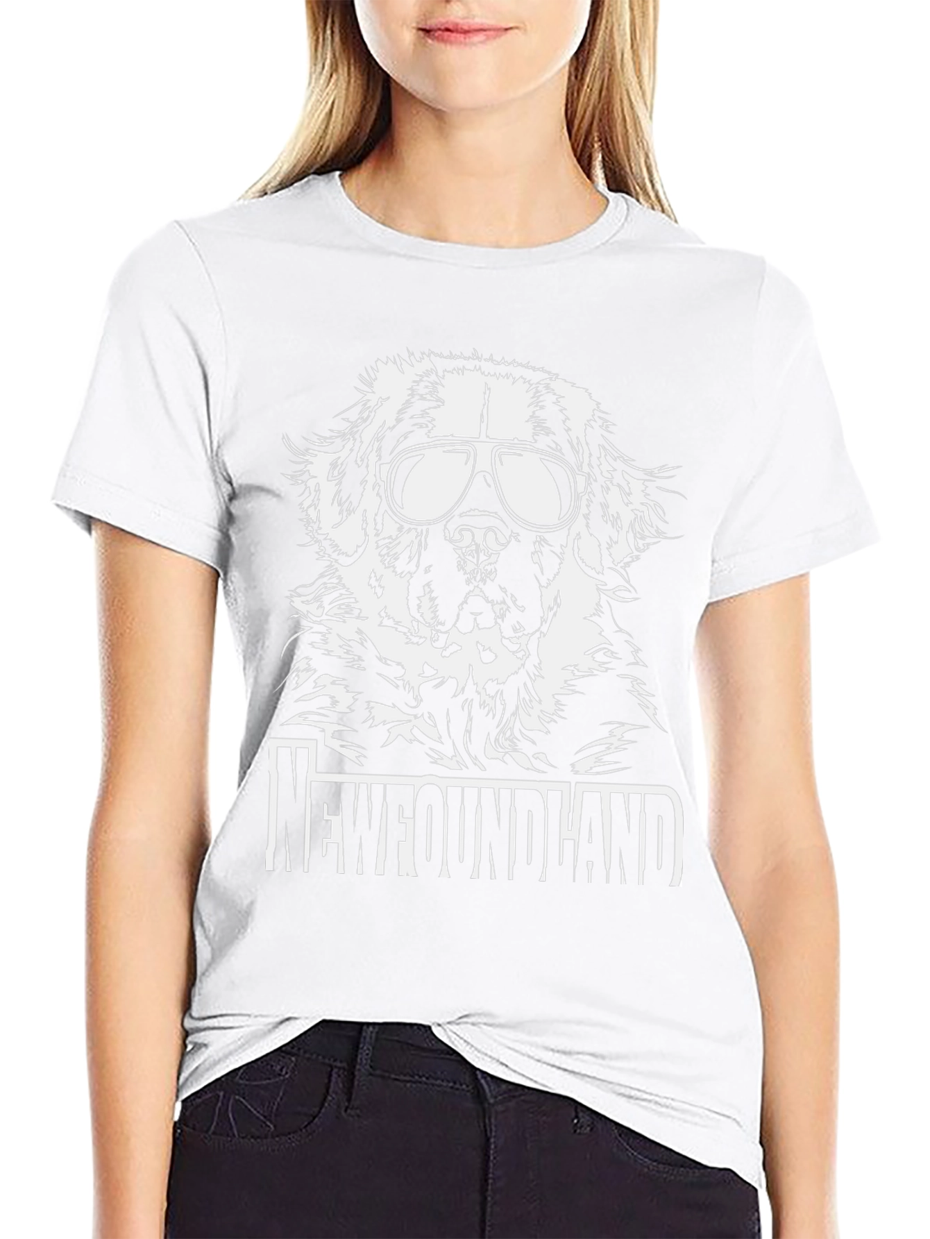 Newfoundland Dog Sunglasses Graphic Tee