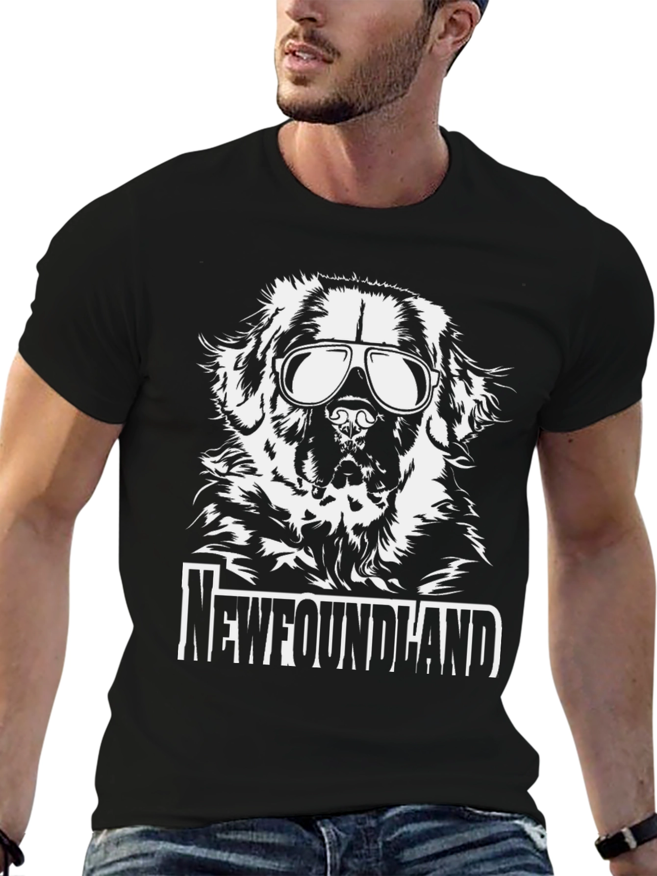 Newfoundland Dog Sunglasses Graphic Tee