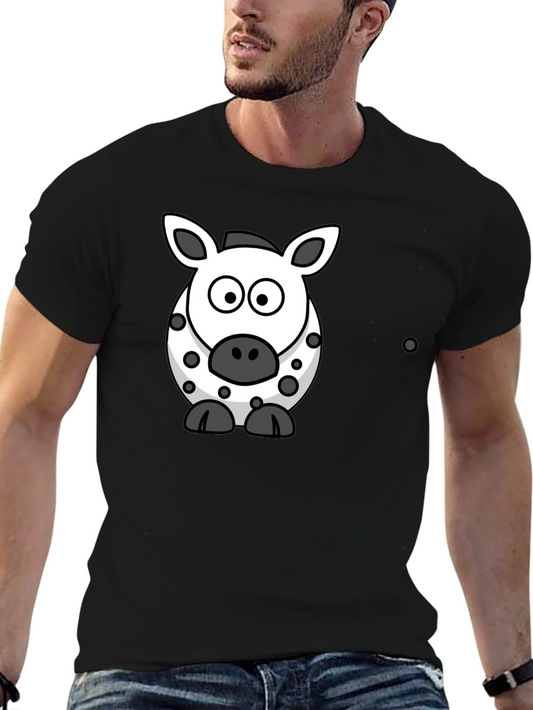 Cartoon Zebra Graphic Black T-Shirt