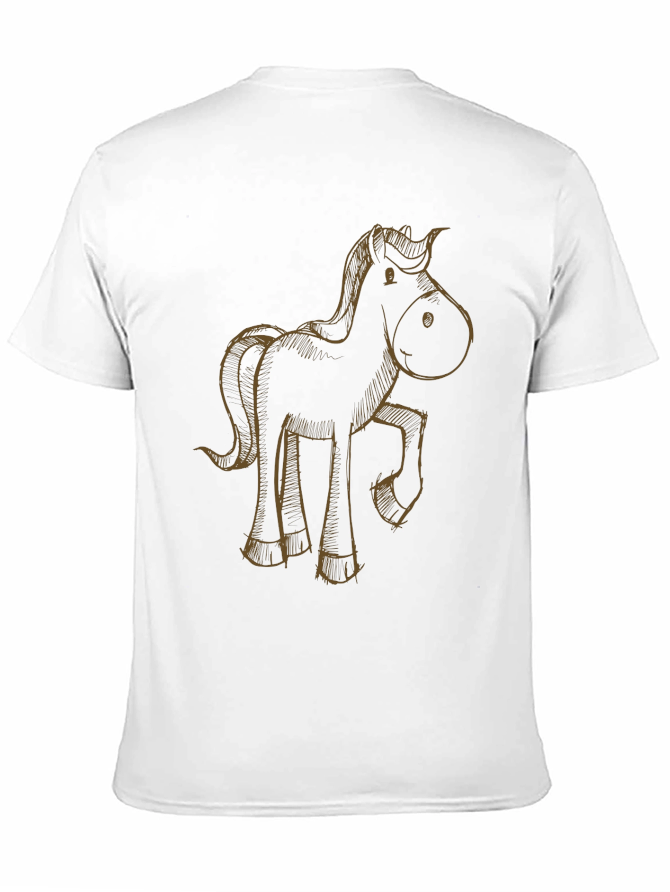 Cartoon Horse Graphic Tee - Black Casual T-Shirt
