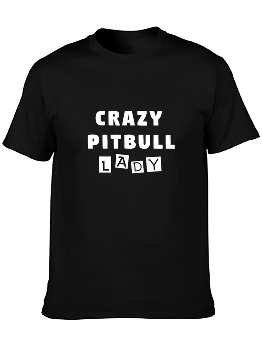 Crazy Pitbull Lady Graphic Tee - Black