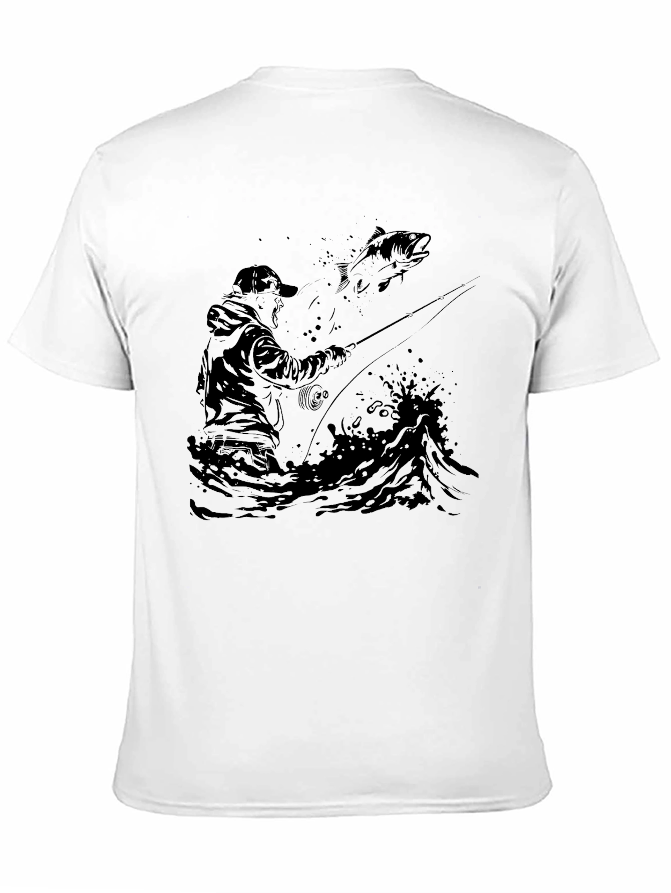 Fishing Graphic Tee - Black Cotton T-Shirt