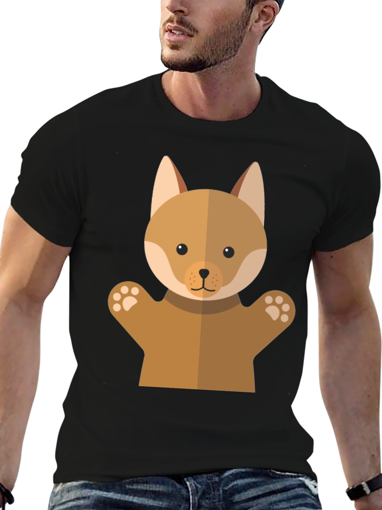 Cute Dog Puppet Graphic T-Shirt