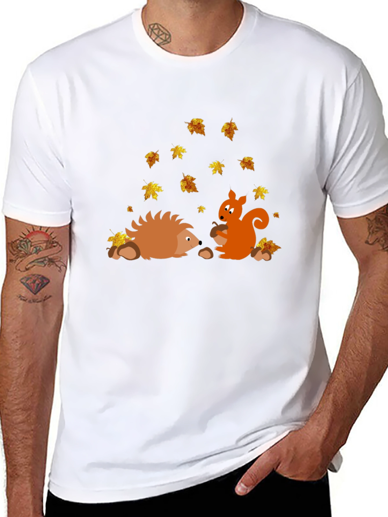 Autumn Friends Graphic Tee - Hedgehog & Squirrel