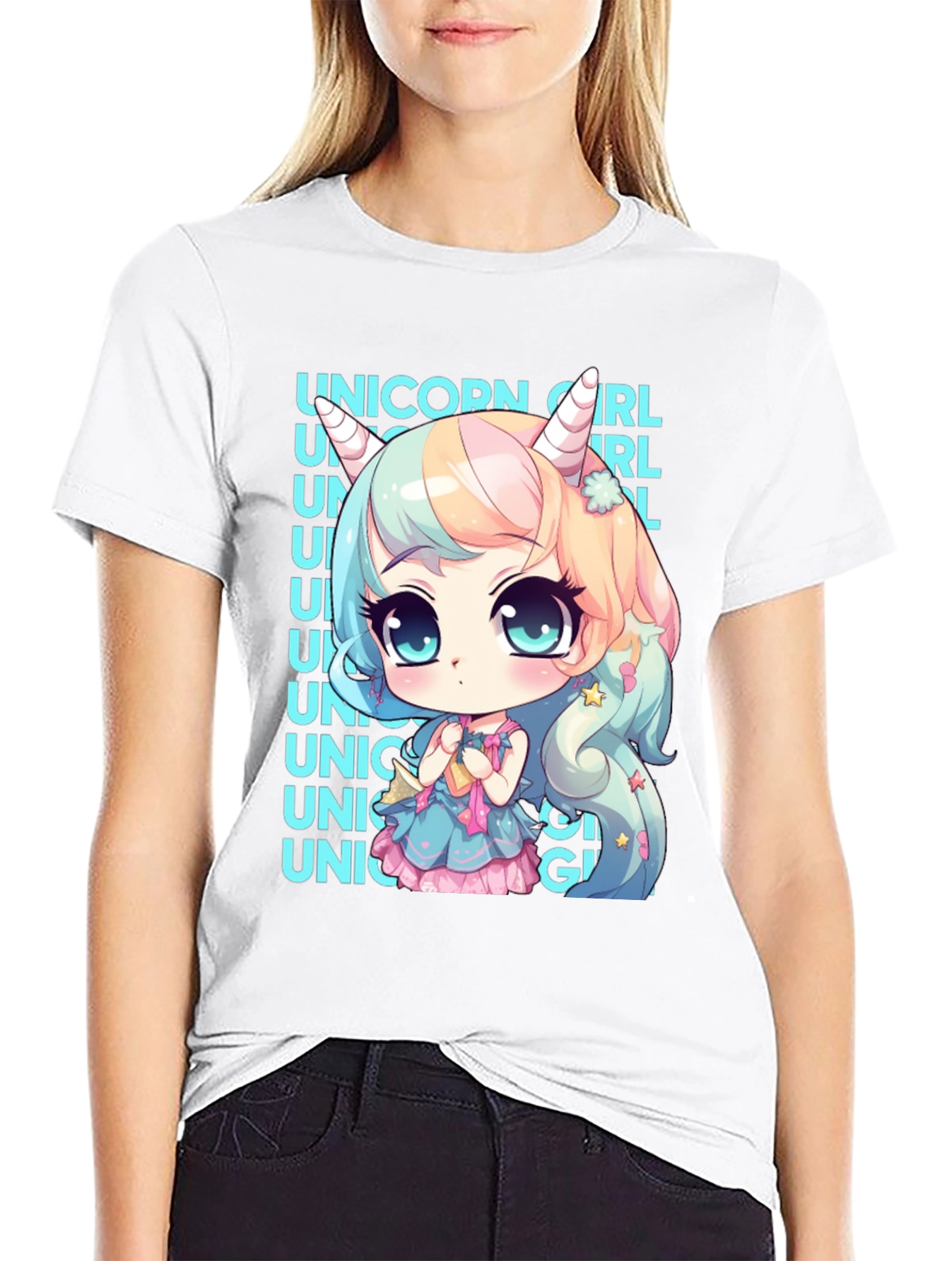 Unicorn Girl Anime Style Graphic Tee