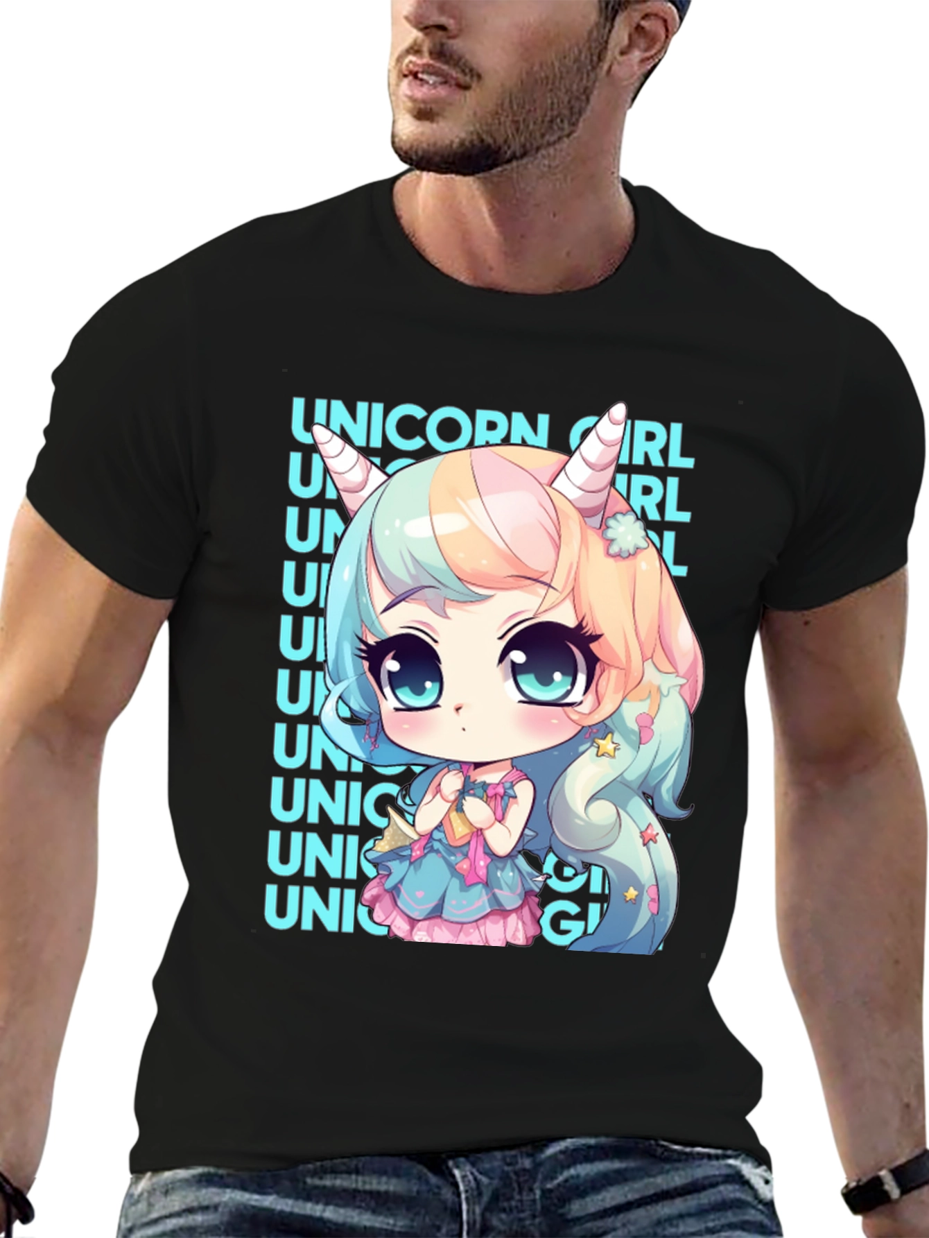 Unicorn Girl Anime Style Graphic Tee