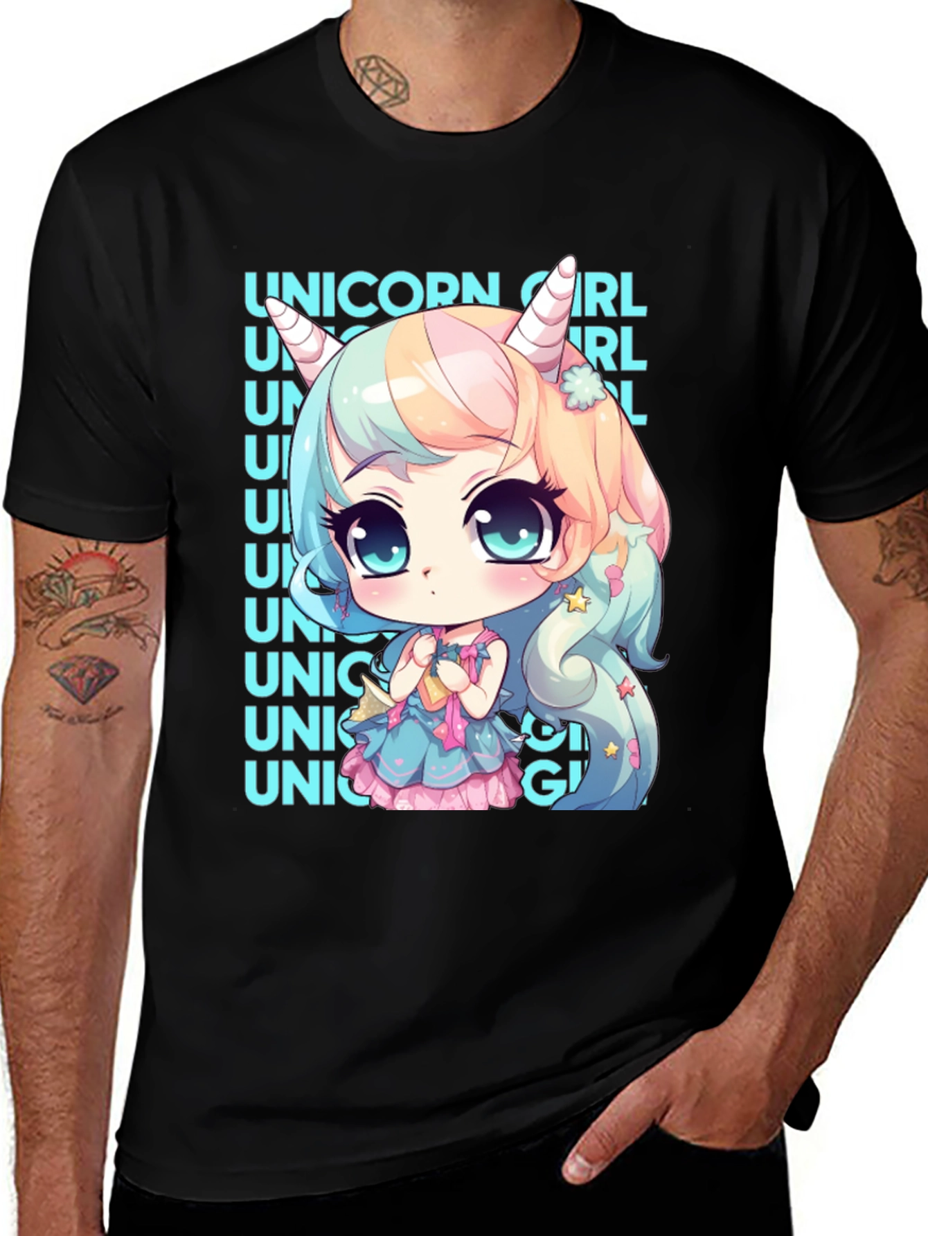 Unicorn Girl Anime Style Graphic Tee