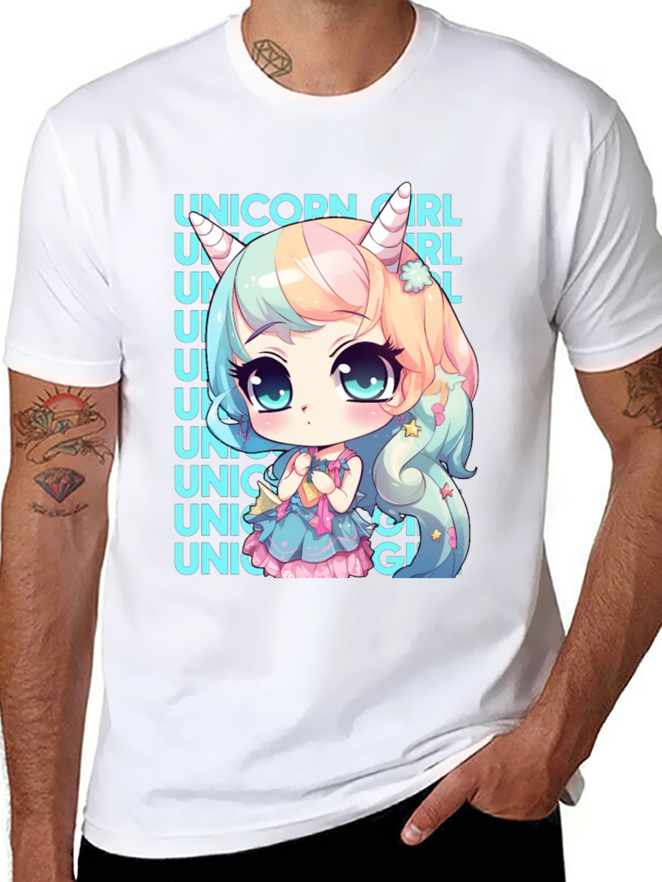 Unicorn Girl Anime Style Graphic Tee