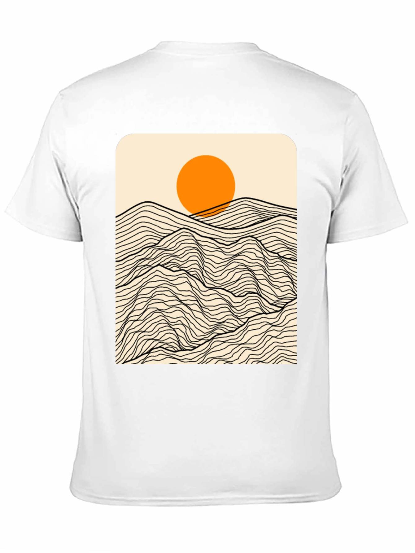 Sunset Mountain Wave Graphic Tee - Modern Black T-Shirt