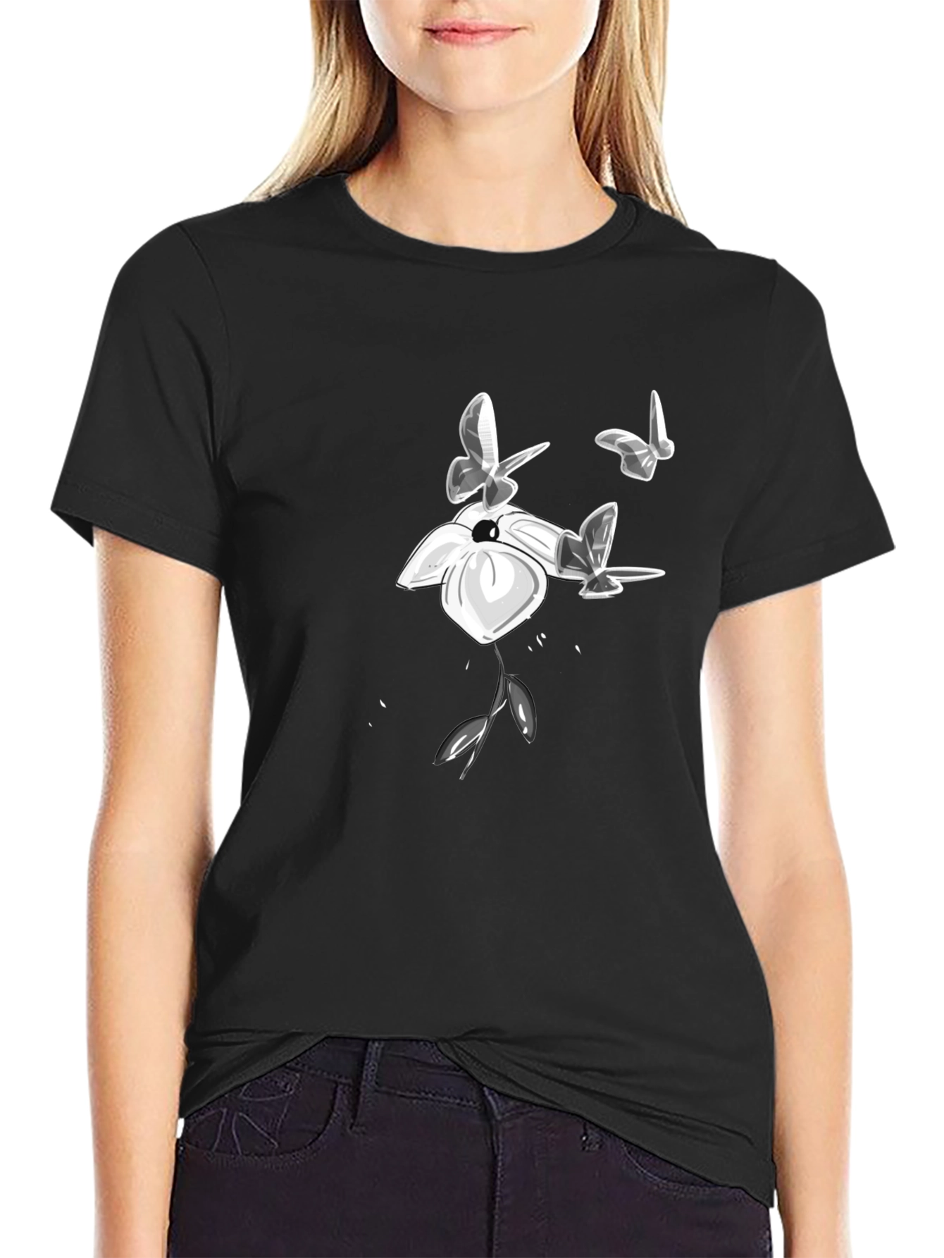 Flower and Butterfly Graphic Tee