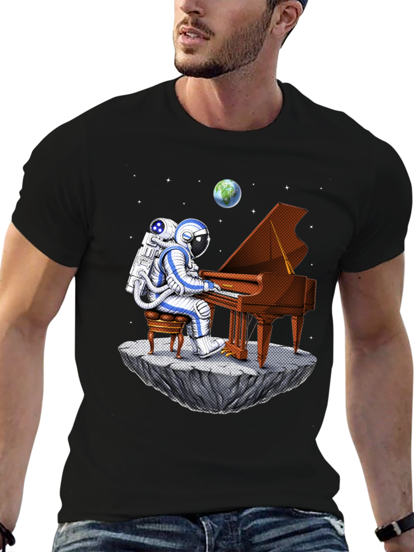 Astronaut Piano Player Graphic Tee