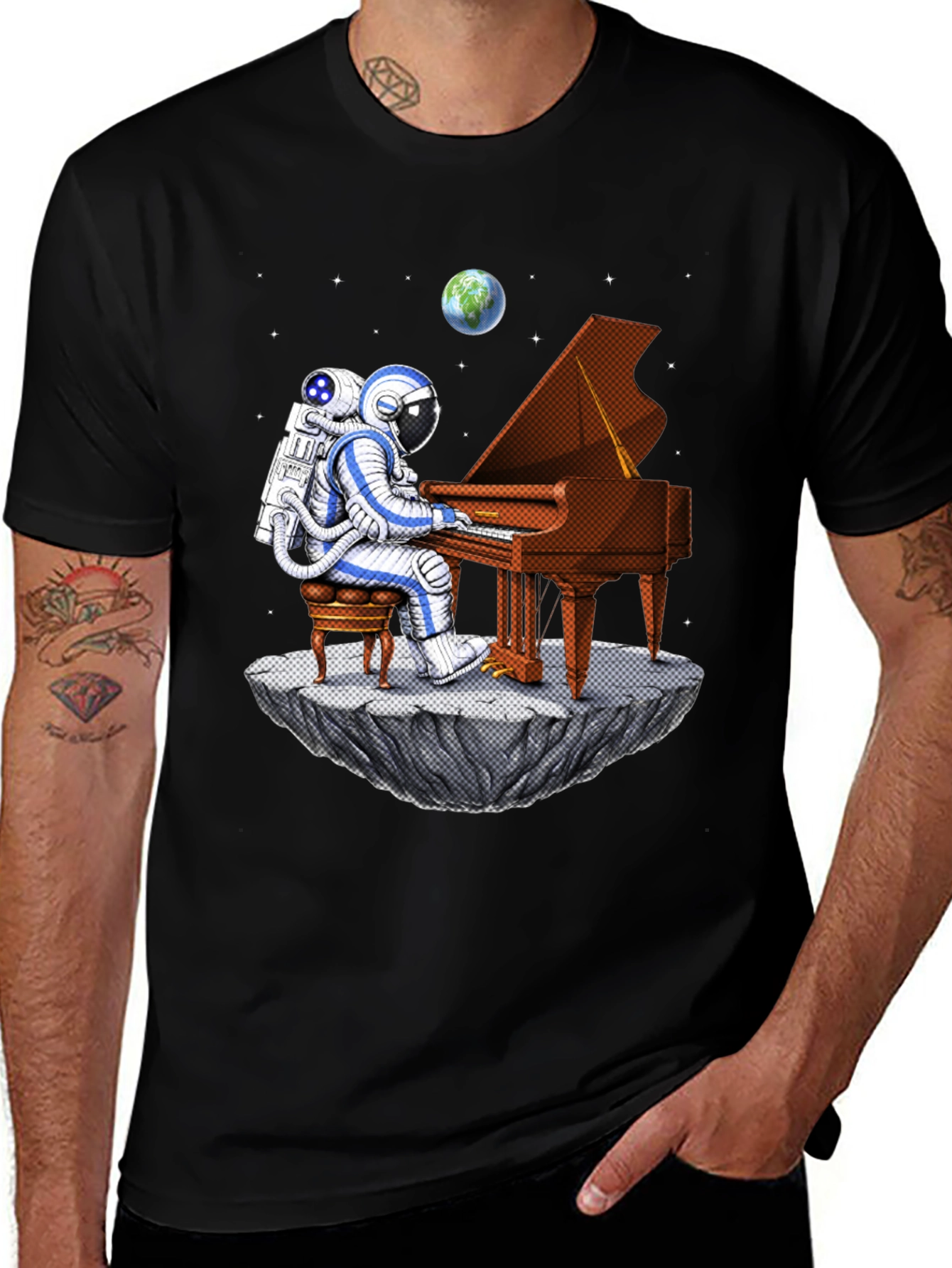 Astronaut Piano Player Graphic Tee