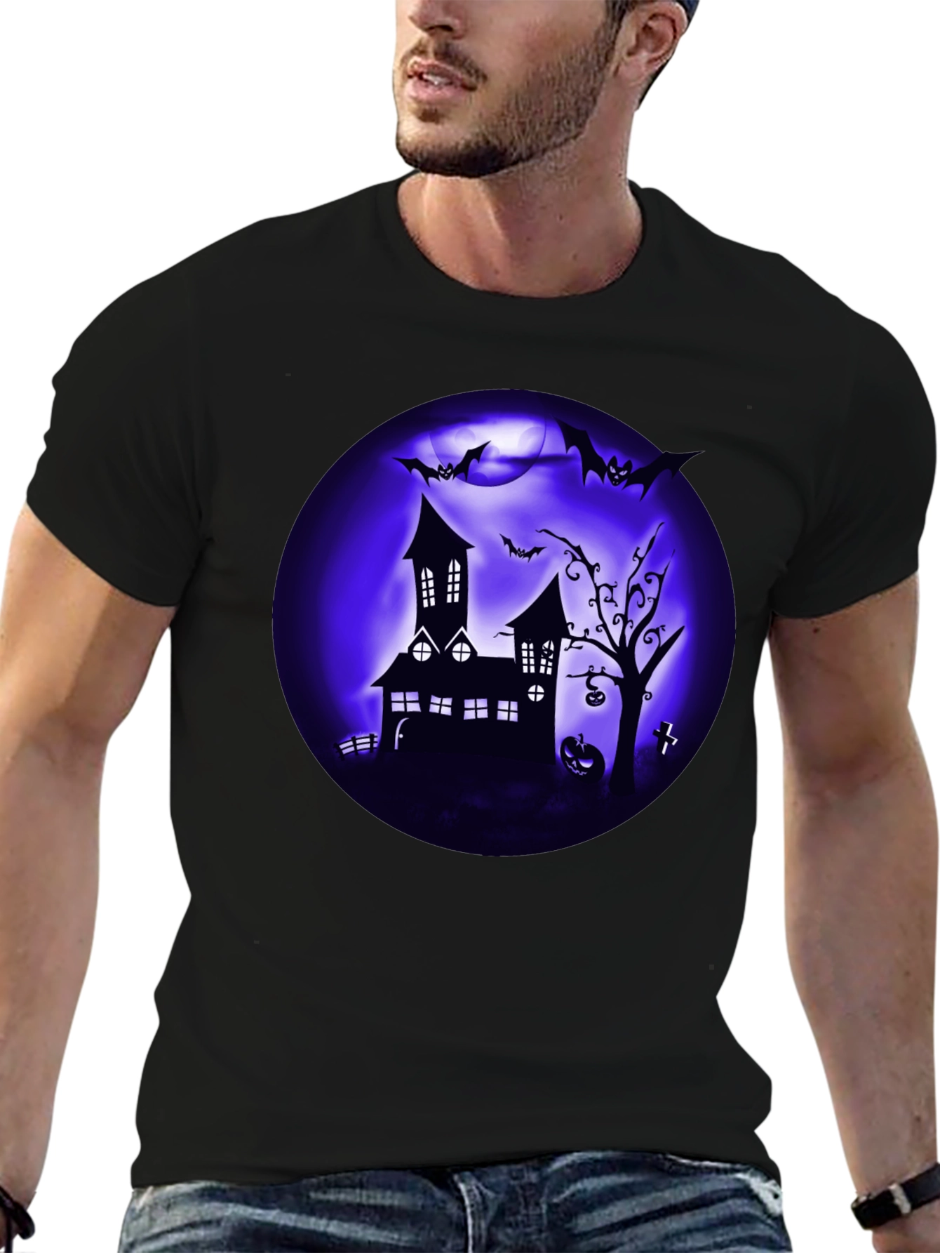 Spooky Halloween T-Shirt Haunted House Design