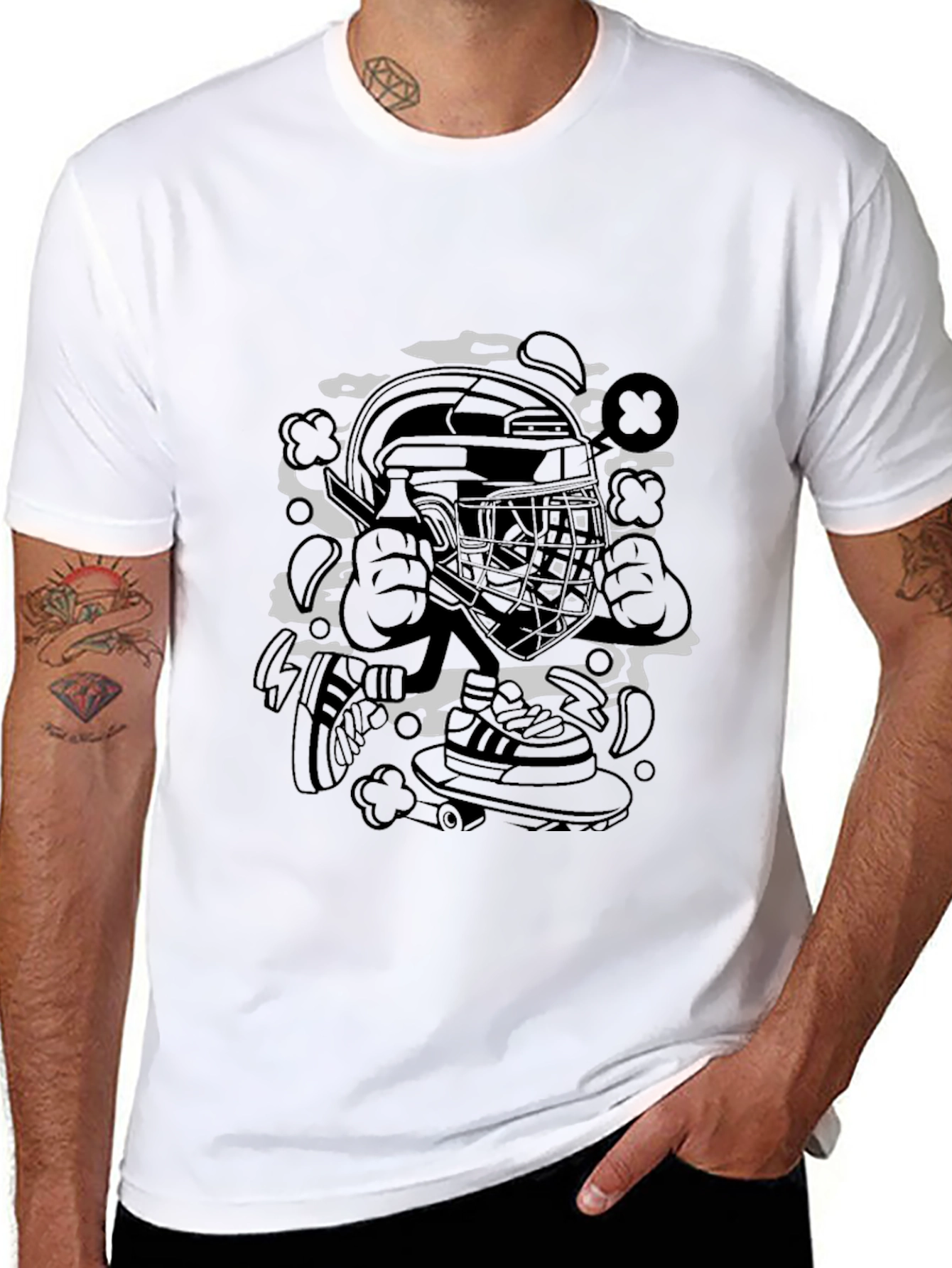 Cool Graphic Tee - Hockey Skateboarder