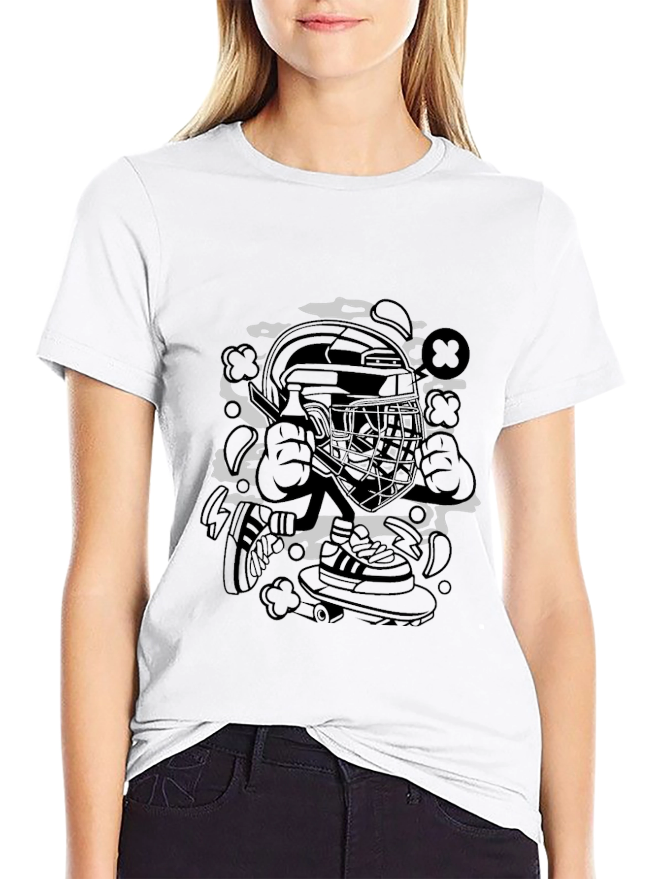 Cool Graphic Tee - Hockey Skateboarder
