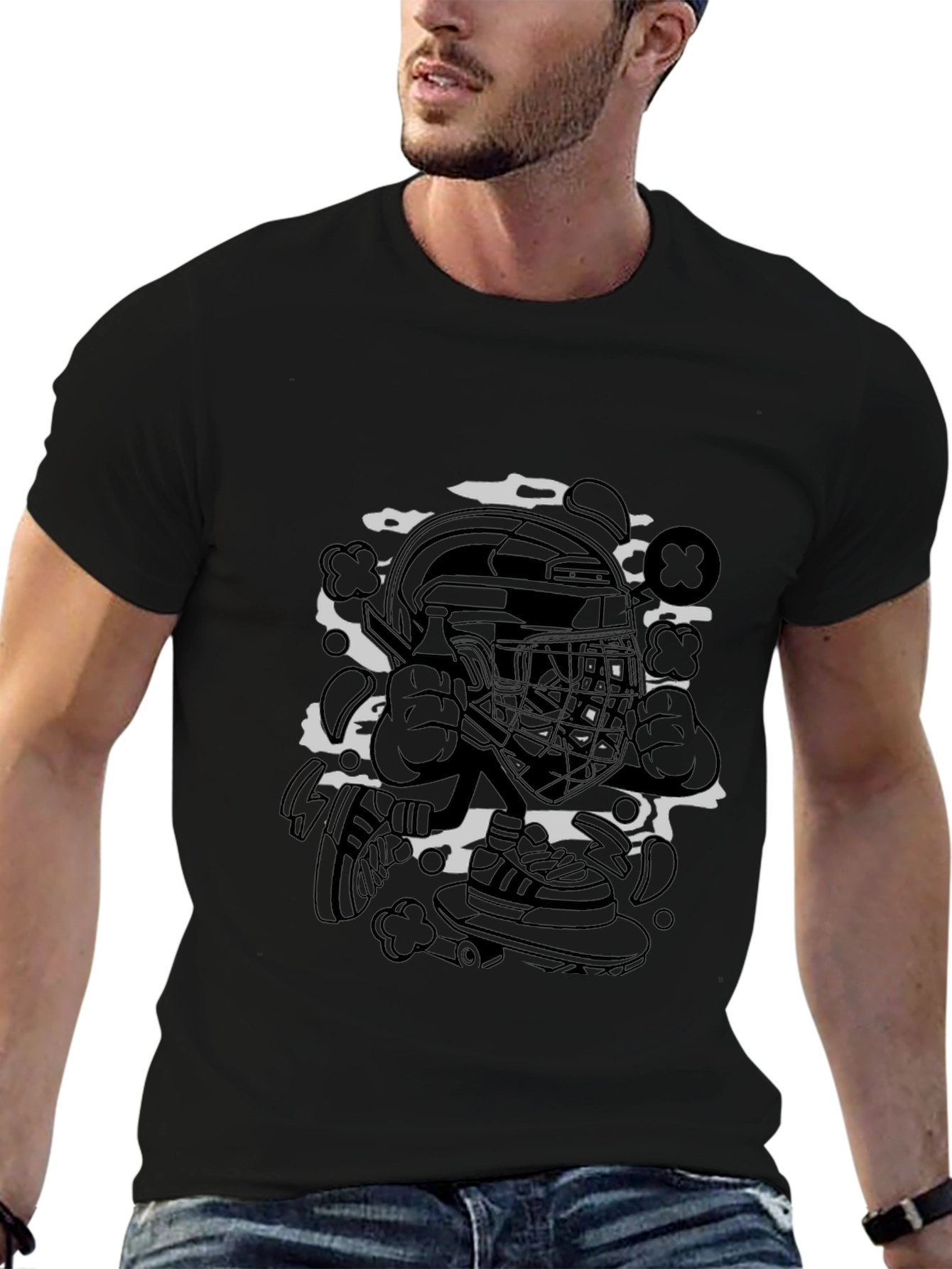 Cool Graphic Tee - Hockey Skateboarder