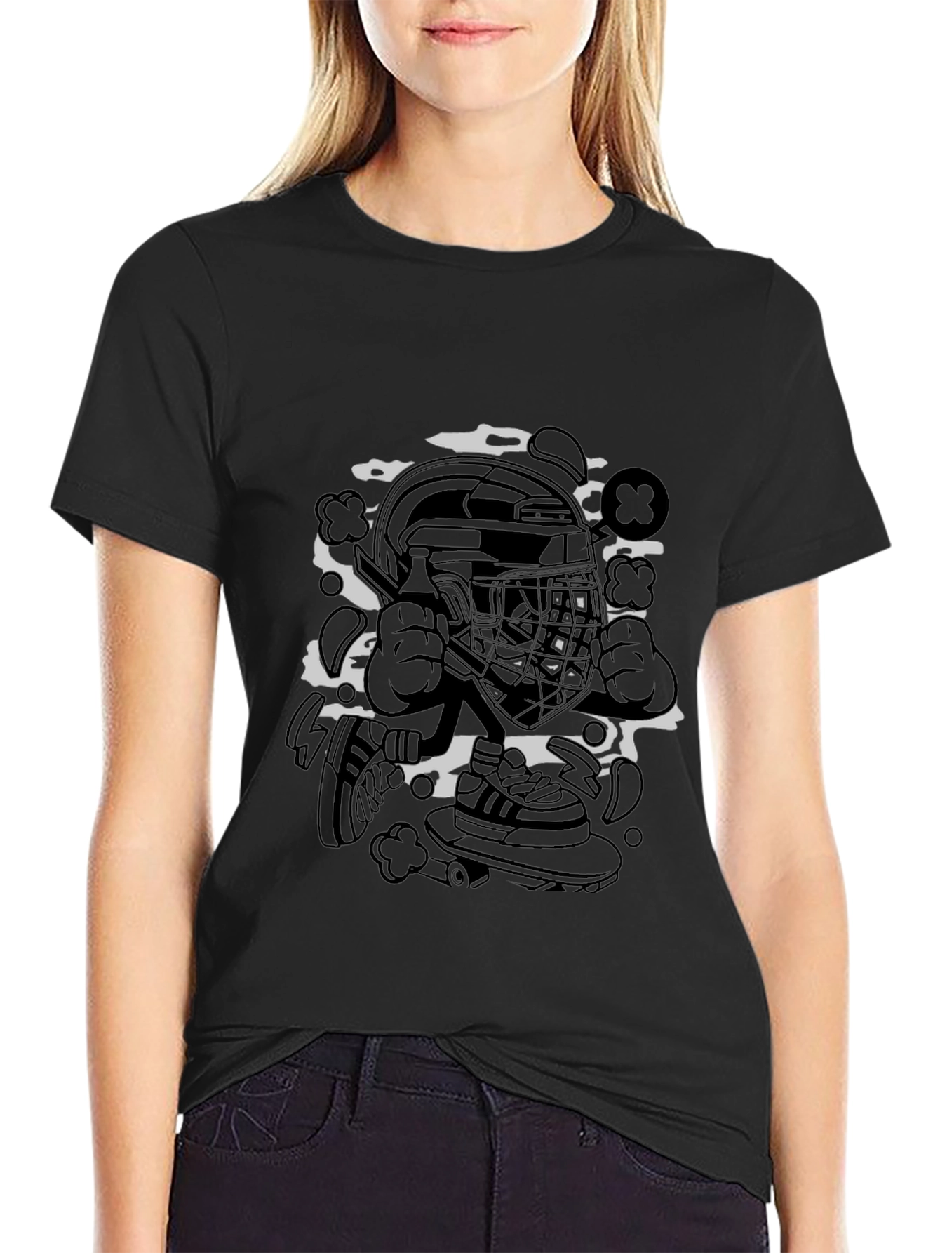 Cool Graphic Tee - Hockey Skateboarder