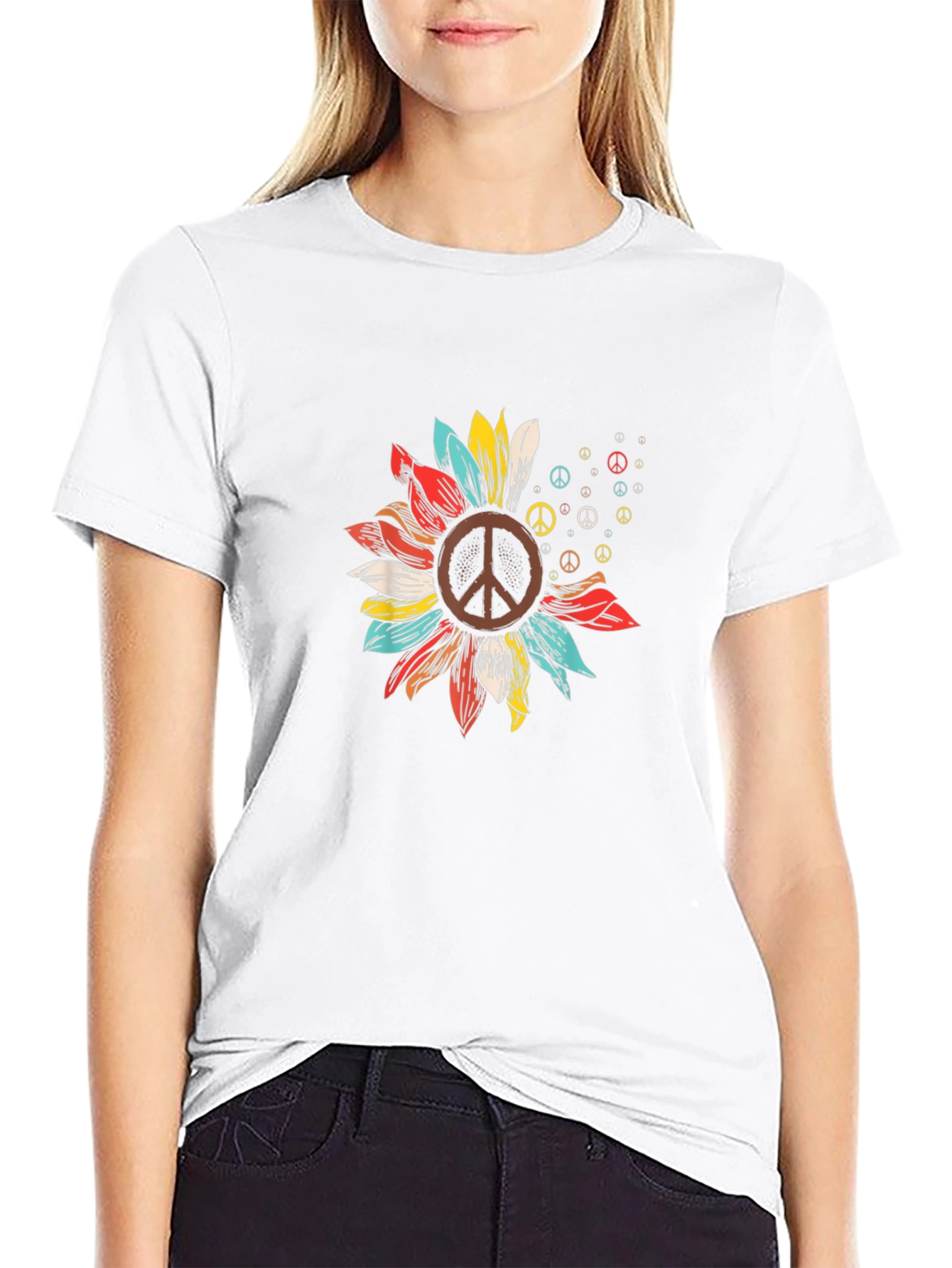 Peace Sign Sunflower Graphic Tee