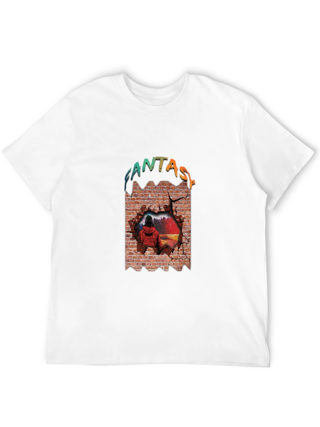 Fantasy Brick Wall Graphic Tee - Unique Design