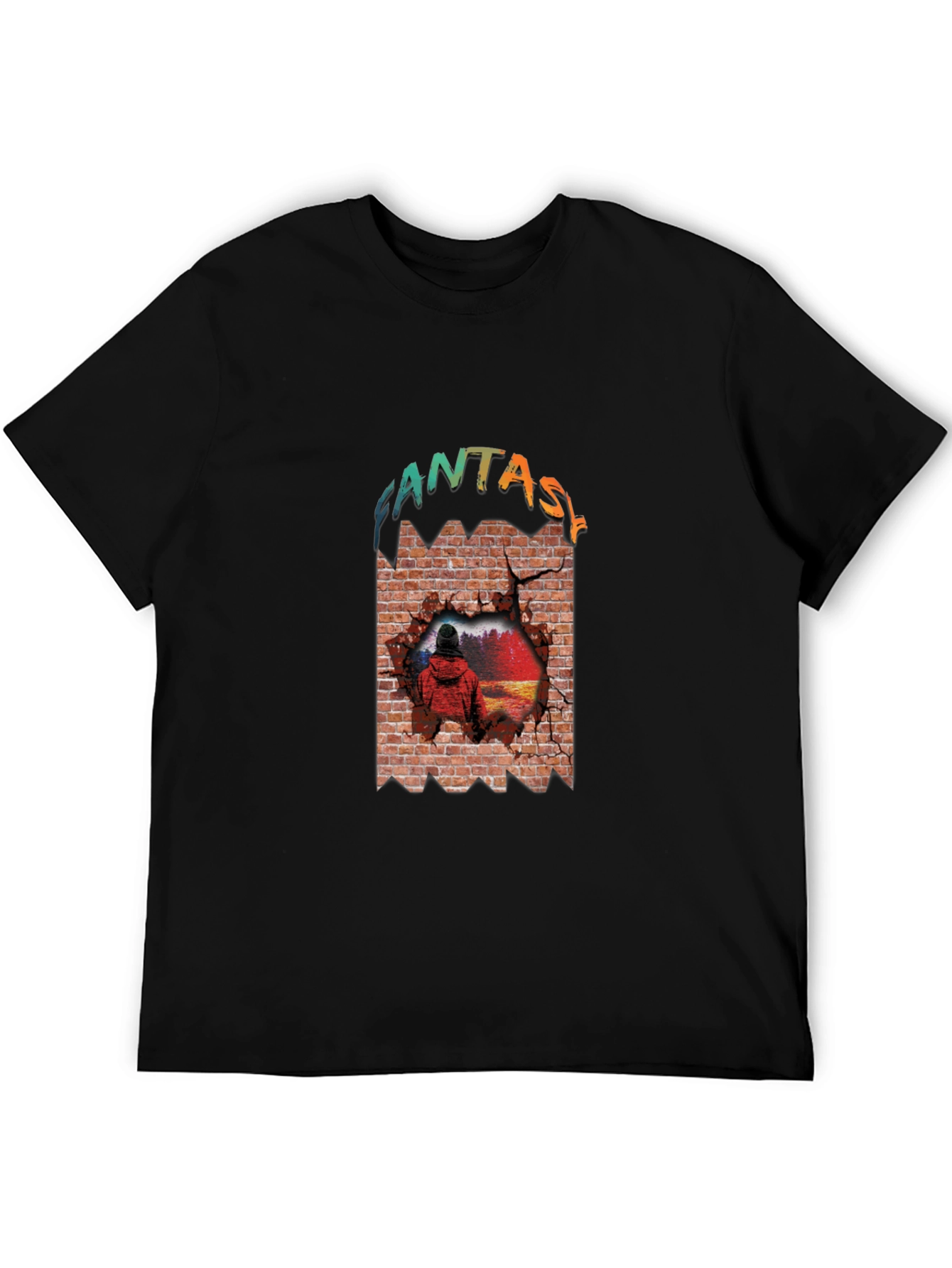 Fantasy Brick Wall Graphic Tee - Unique Design