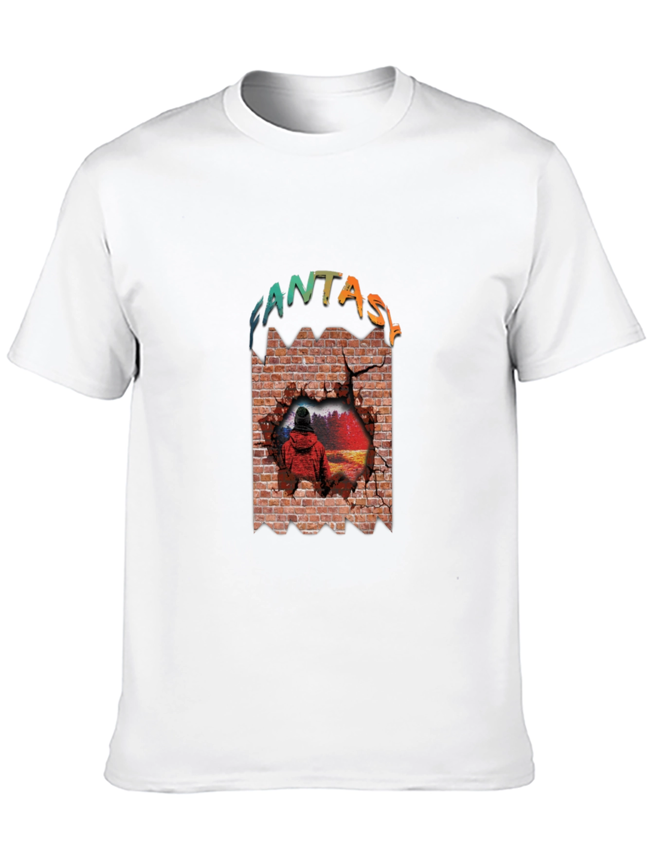 Fantasy Brick Wall Graphic Tee - Unique Design