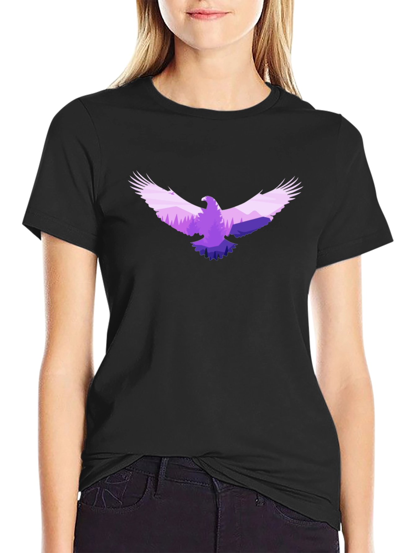 Eagle Silhouette Graphic Tee - Black