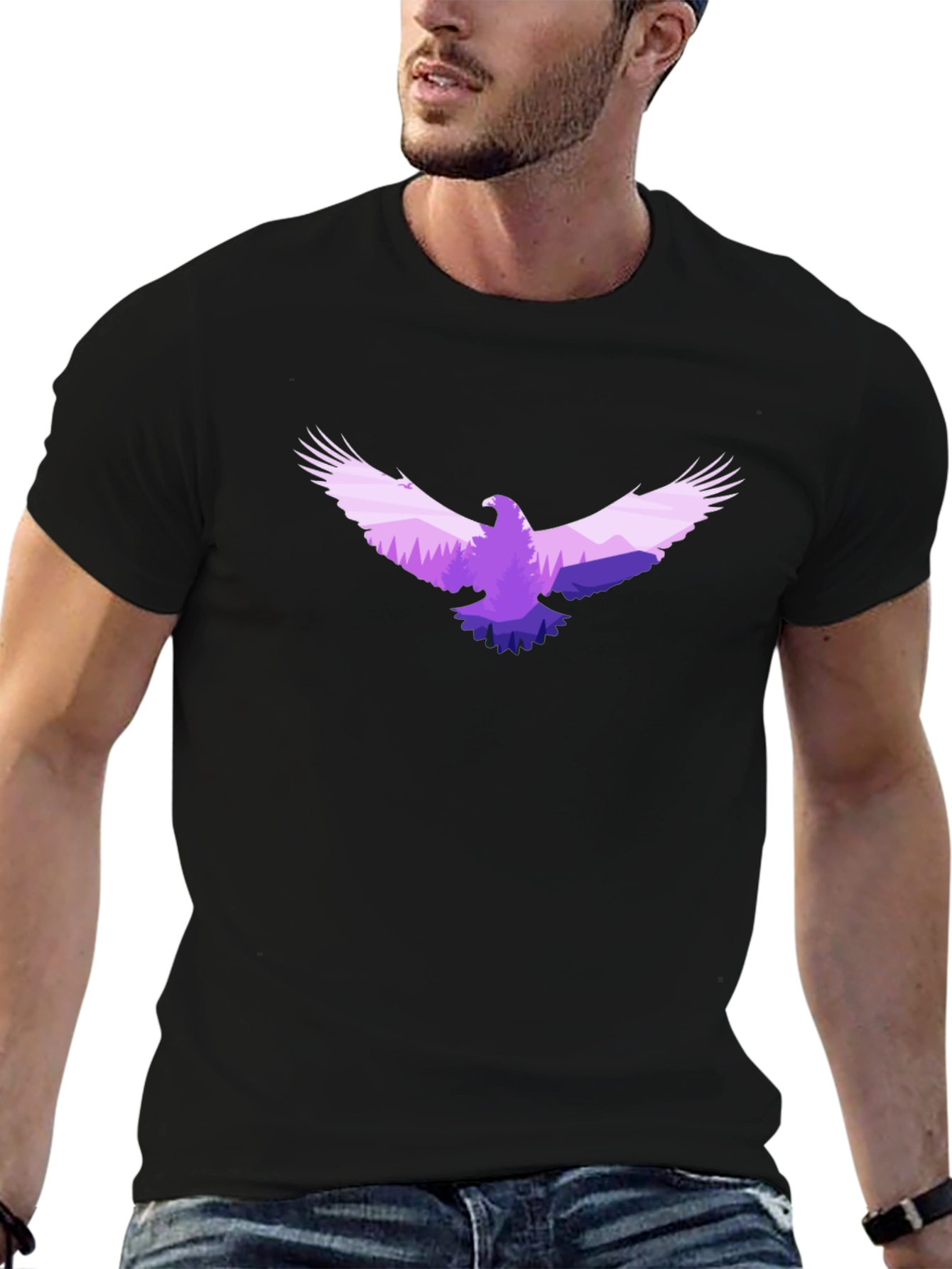 Eagle Silhouette Graphic Tee - Black