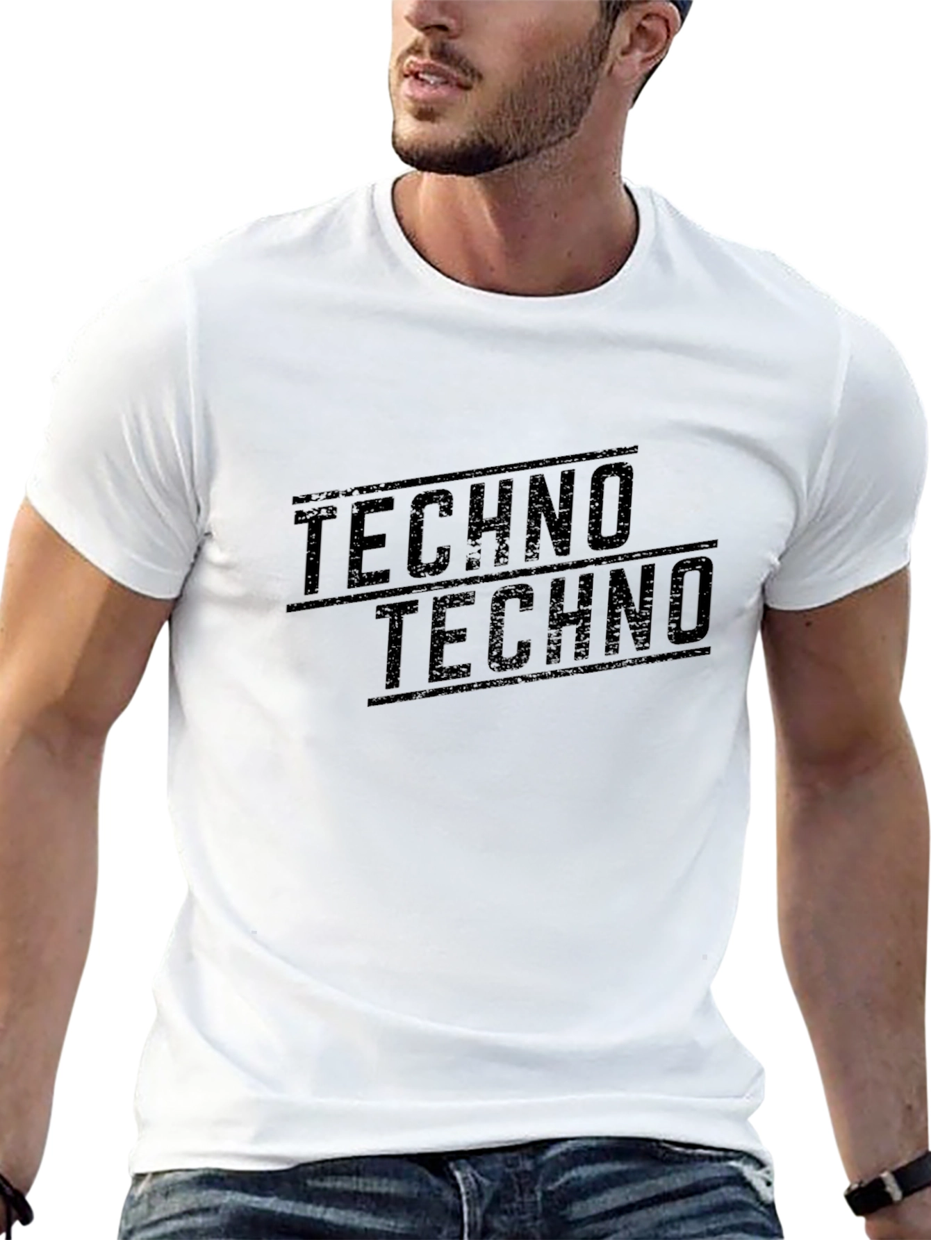 Techno Graphic T-Shirt - Bold Black Cotton Tee