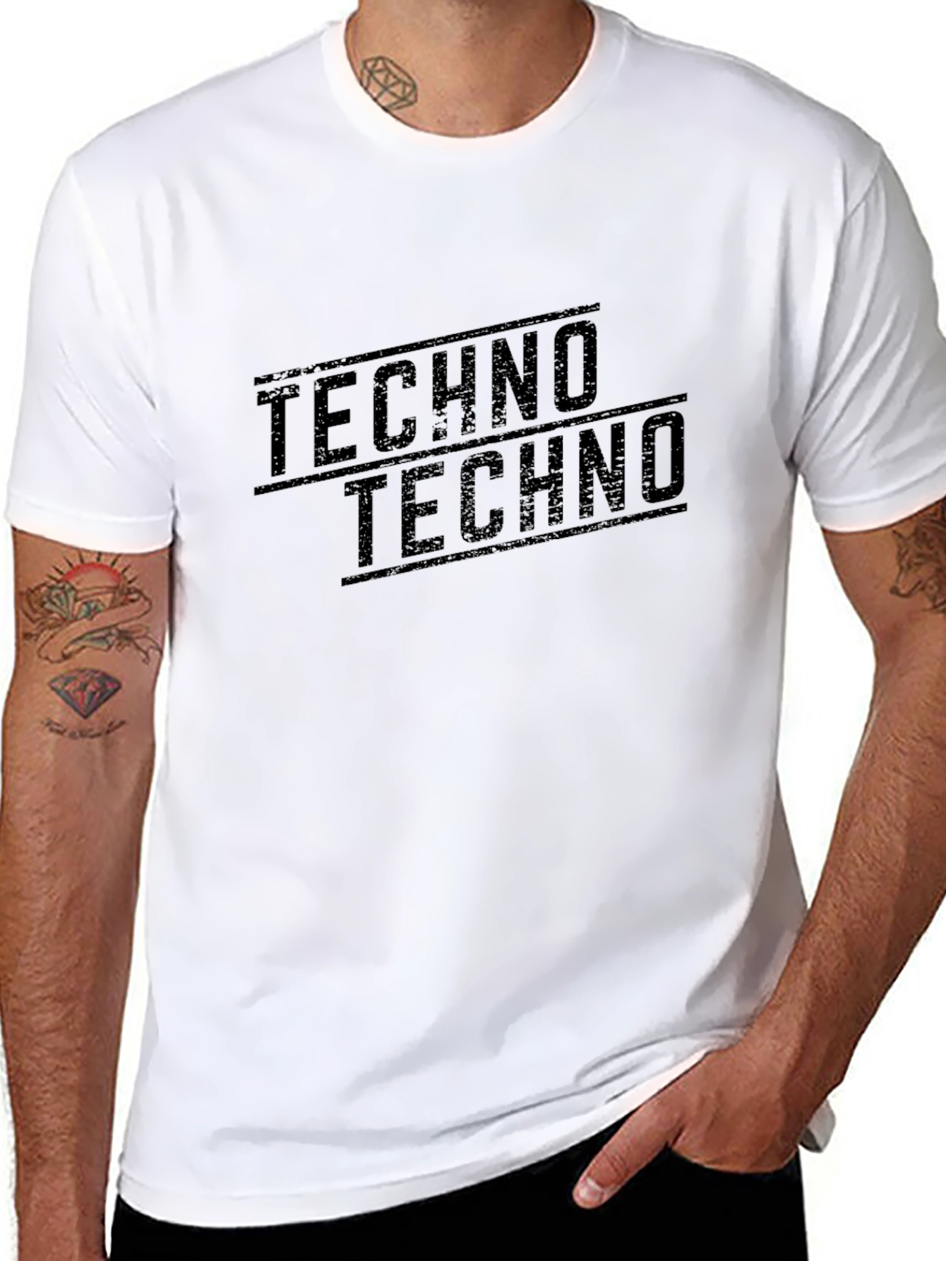Techno Graphic T-Shirt - Bold Black Cotton Tee