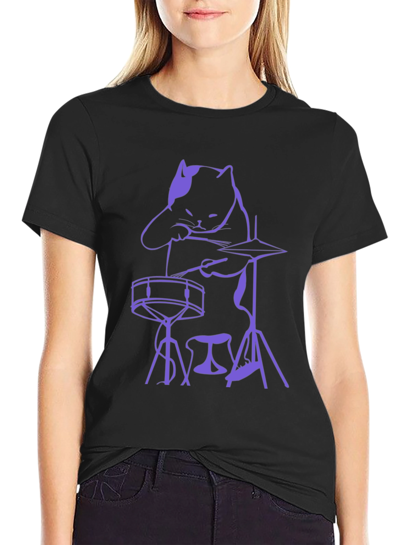 Cat Drummer T-Shirt - Unique Music Lover Tee