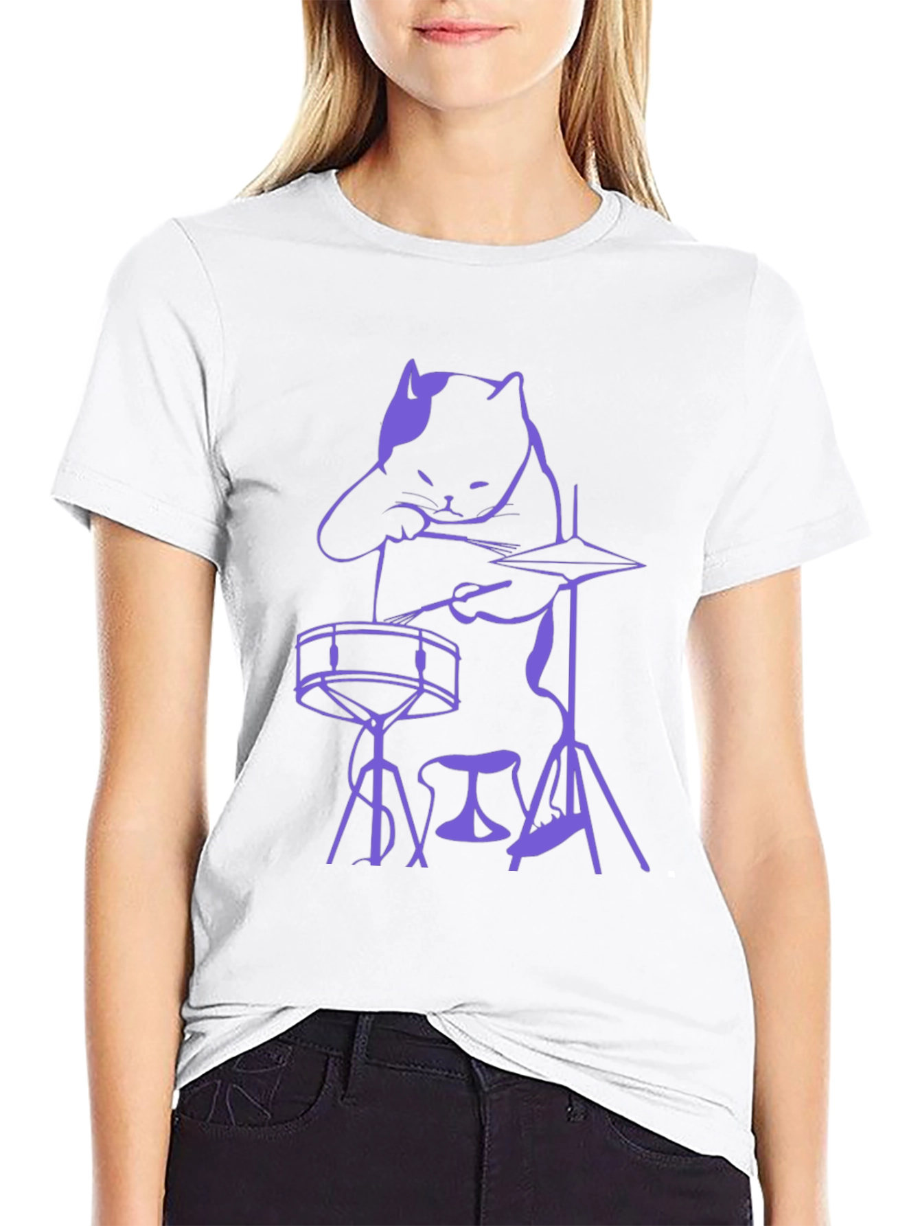 Cat Drummer T-Shirt - Unique Music Lover Tee
