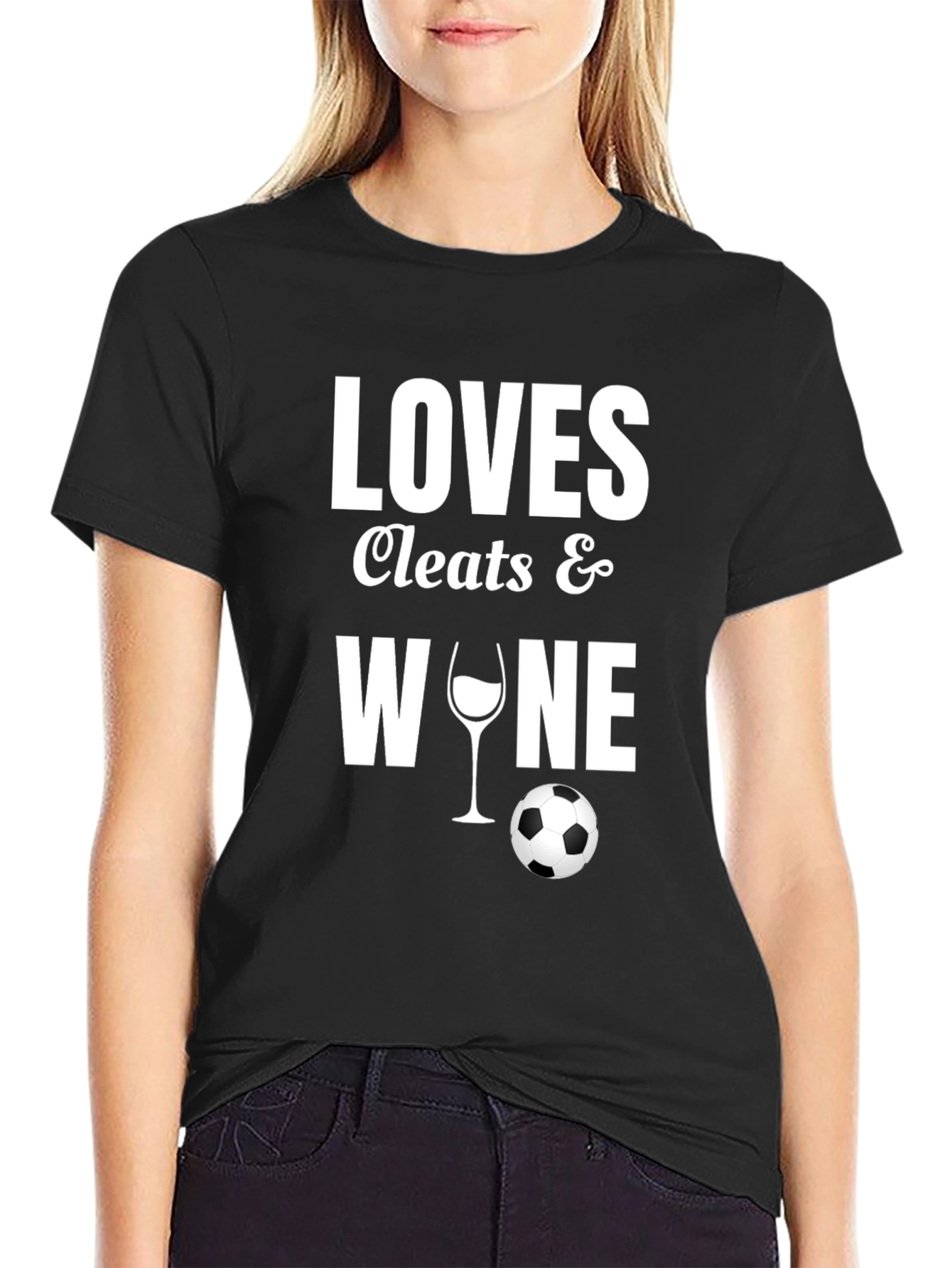 Loves Cleats & Wine T-Shirt - Soccer Fan Apparel
