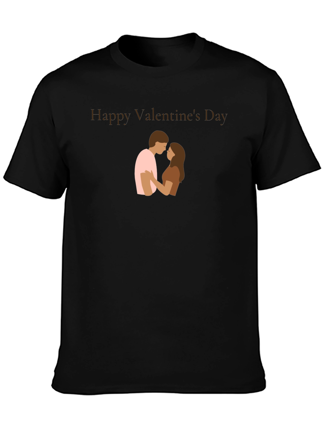 Valentines Day Couple Graphic Black T-Shirt