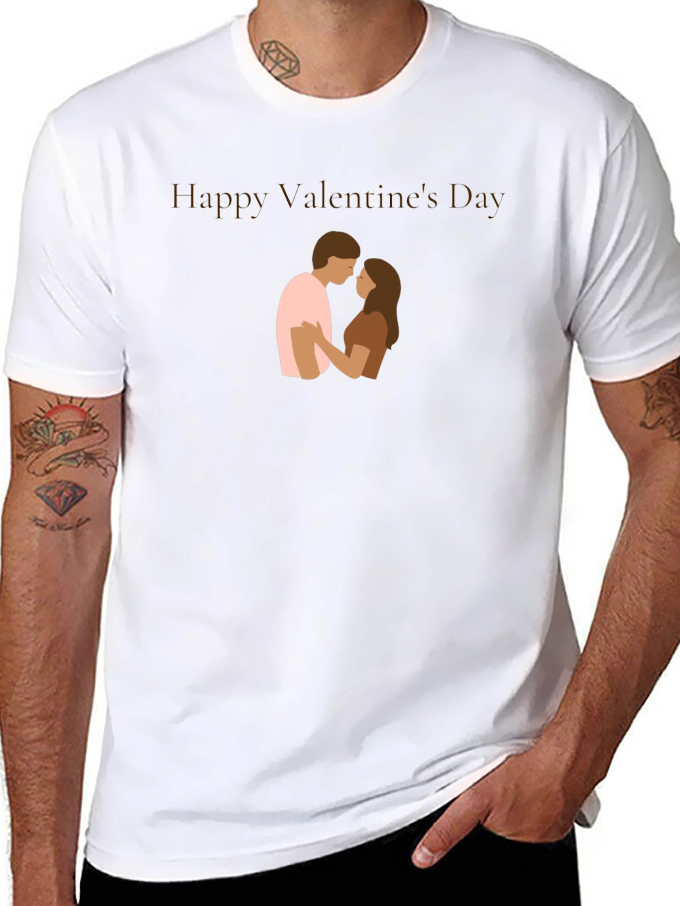 Valentines Day Couple Graphic Black T-Shirt