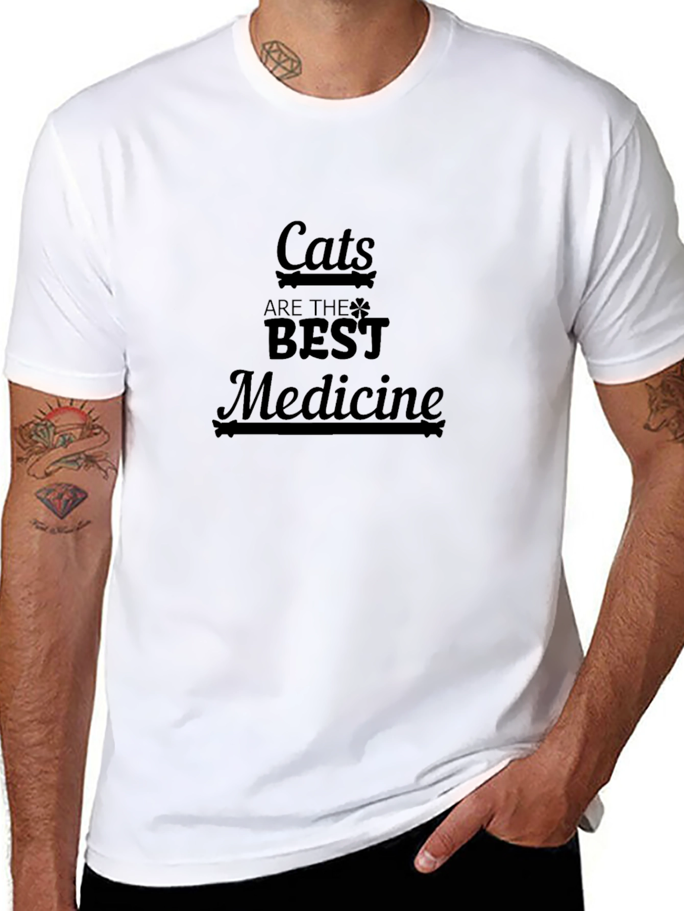 Cats are the Best Medicine Graphic Tee - Black