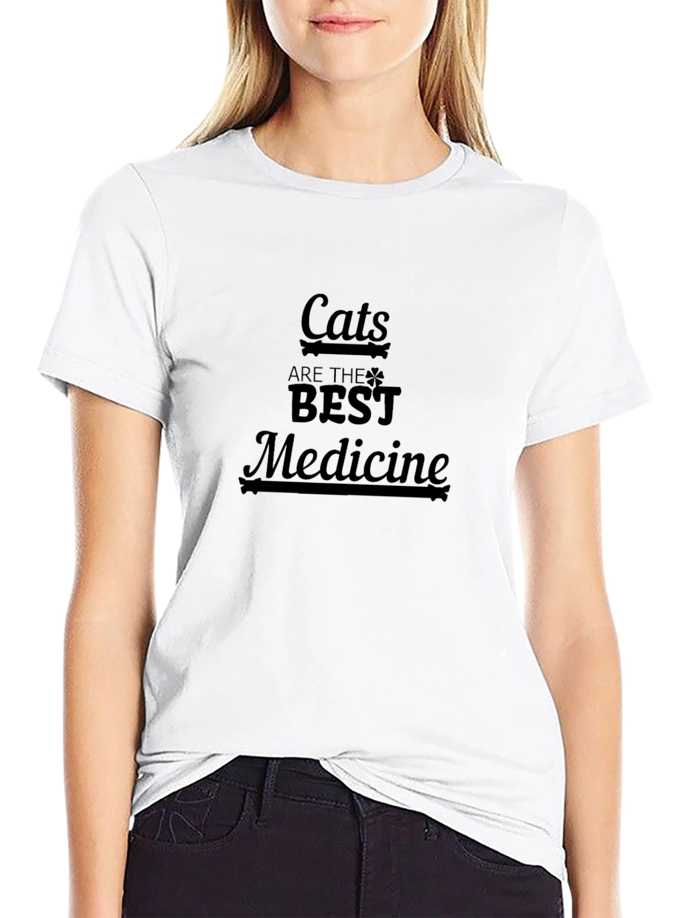 Cats are the Best Medicine Graphic Tee - Black