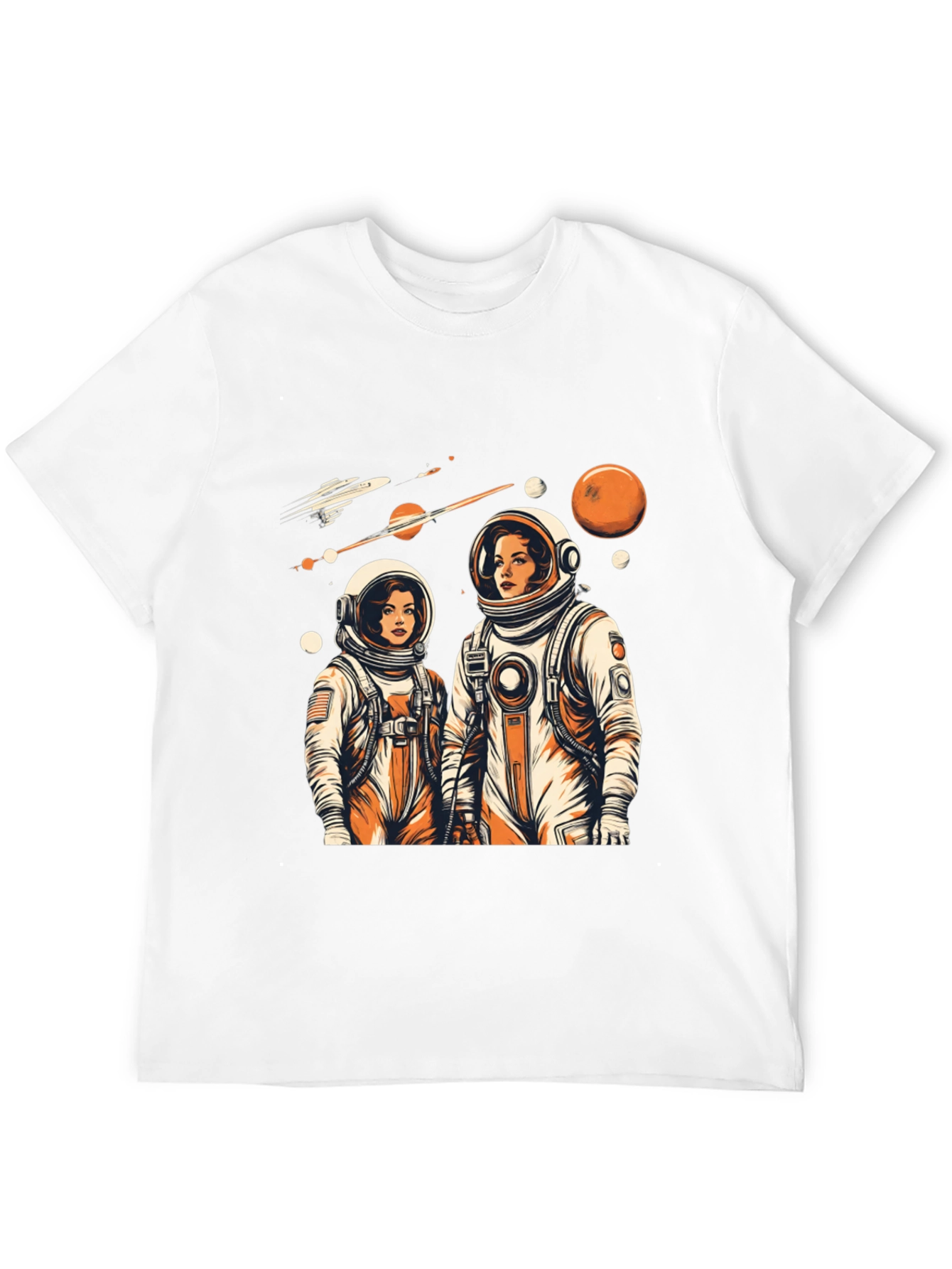 Retro Astronaut Couple Graphic Tee