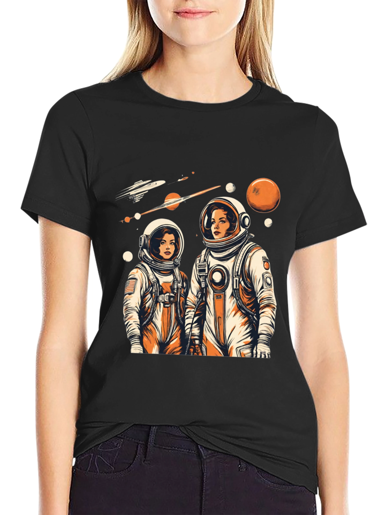 Retro Astronaut Couple Graphic Tee