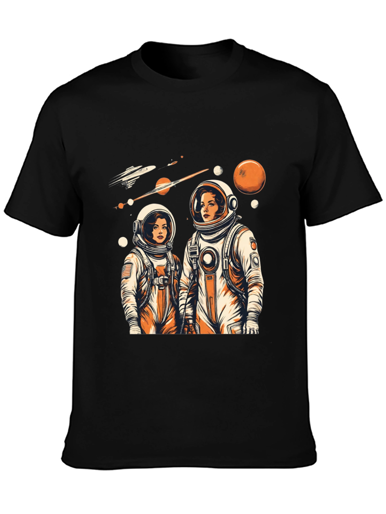 Retro Astronaut Couple Graphic Tee