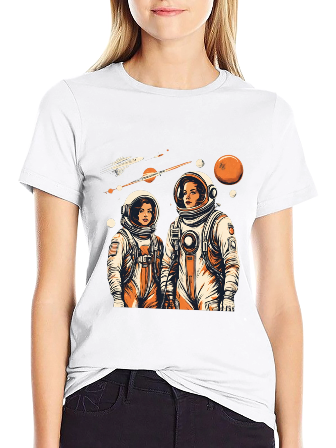 Retro Astronaut Couple Graphic Tee