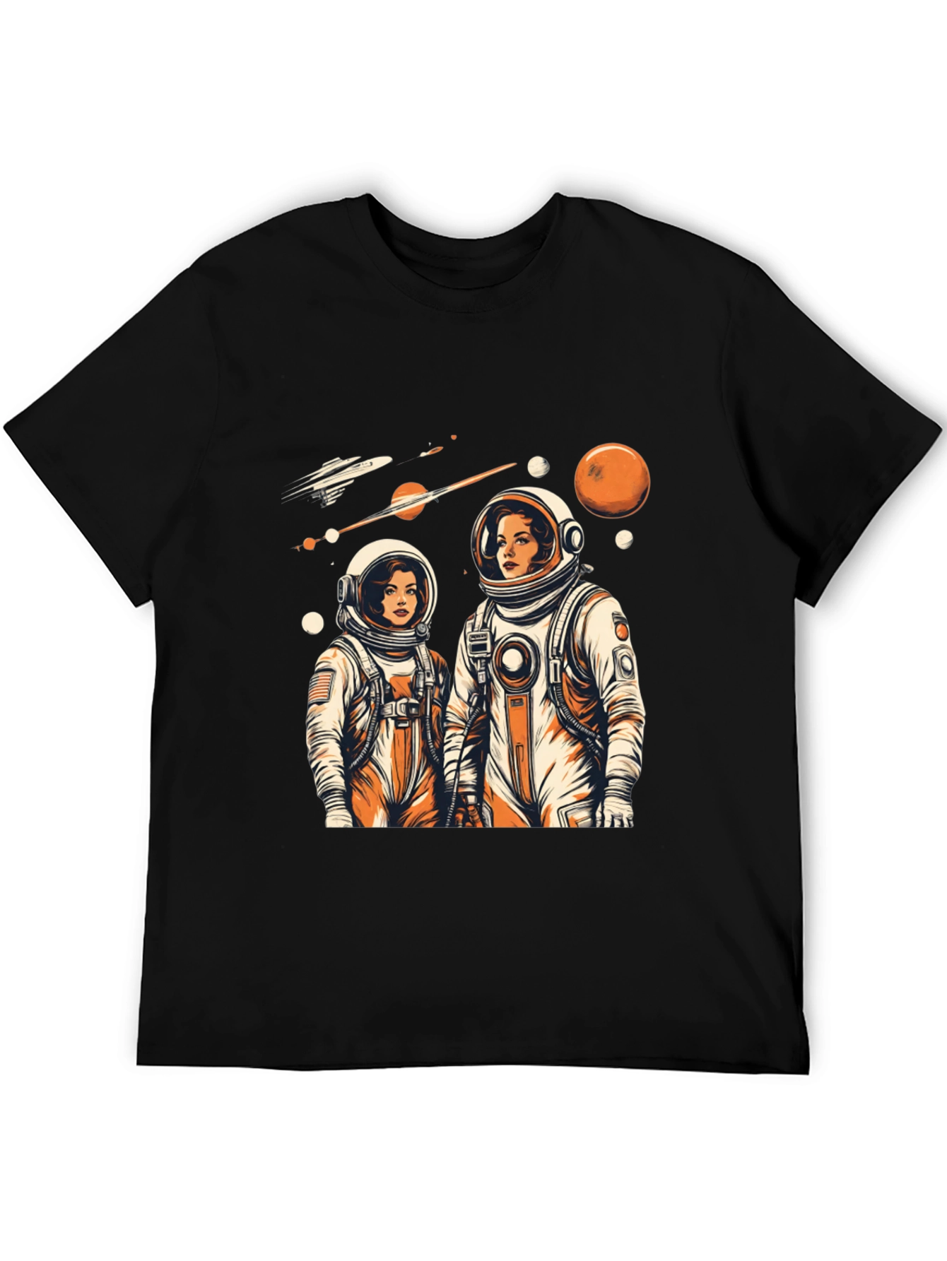 Retro Astronaut Couple Graphic Tee