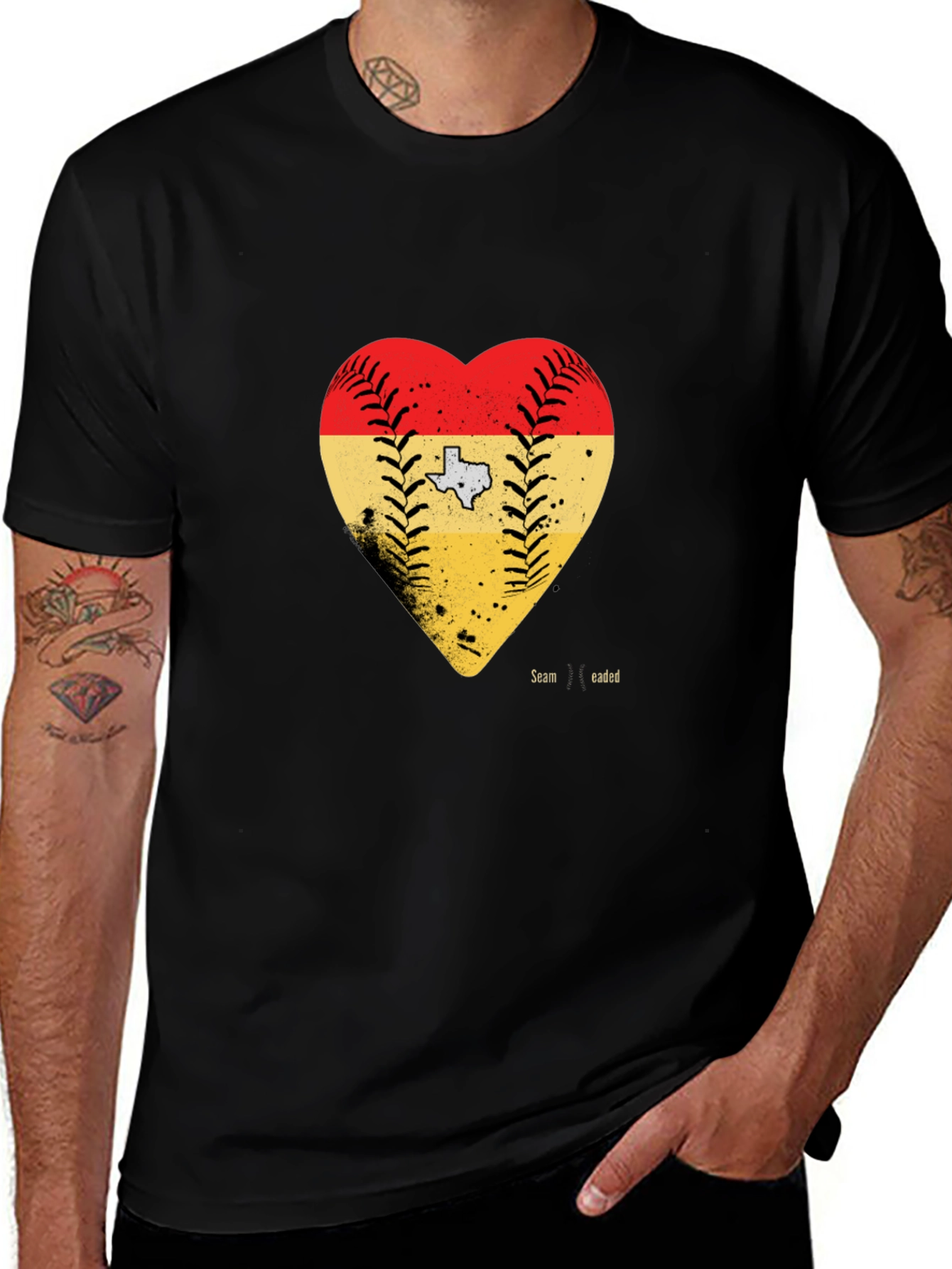 Texas Baseball Heart Graphic T-Shirt