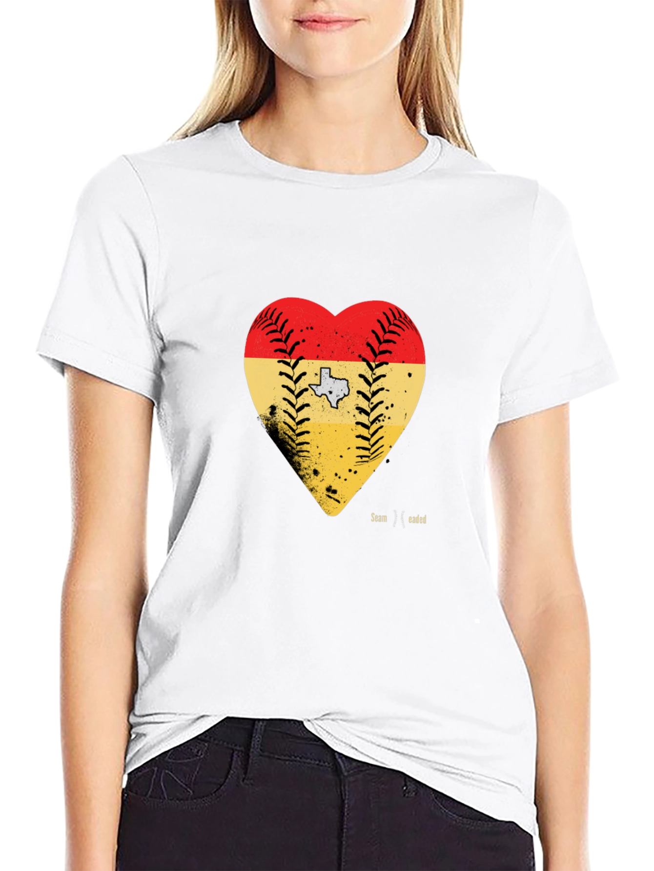 Texas Baseball Heart Graphic T-Shirt